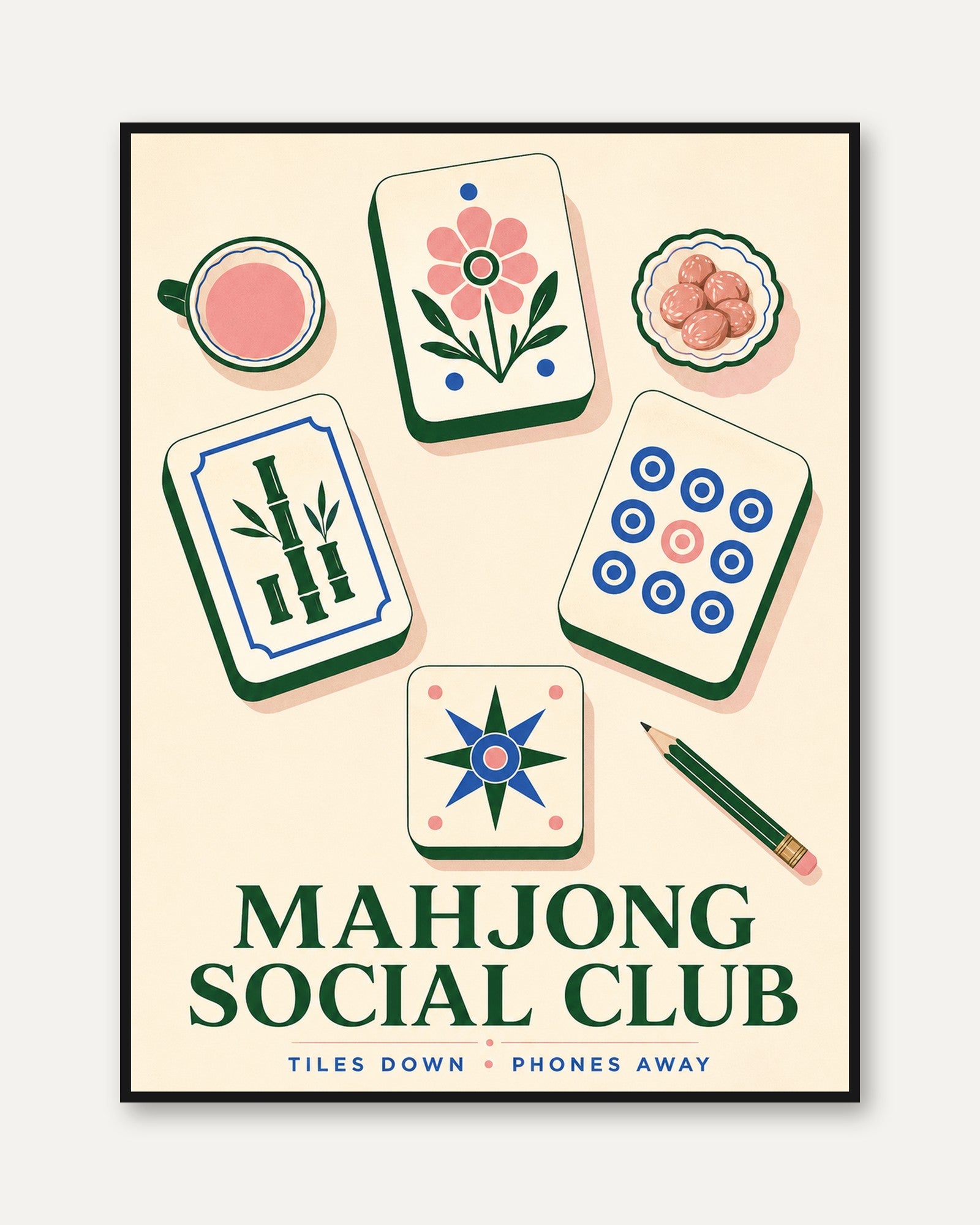 Mahjong Wall Art – Game Room Decor - framed