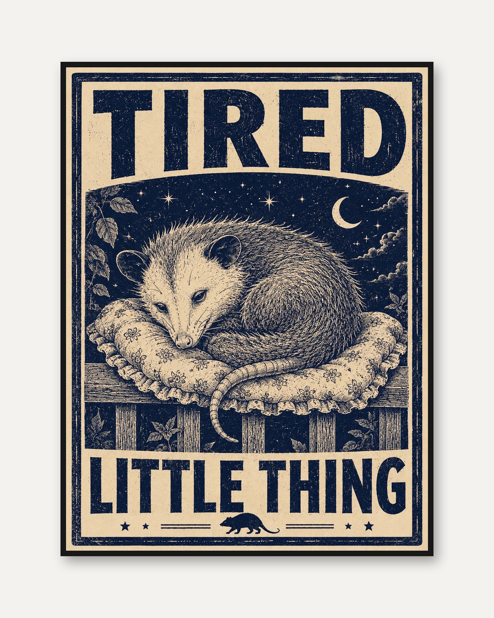 Tired Little Thing Possum Print - framed