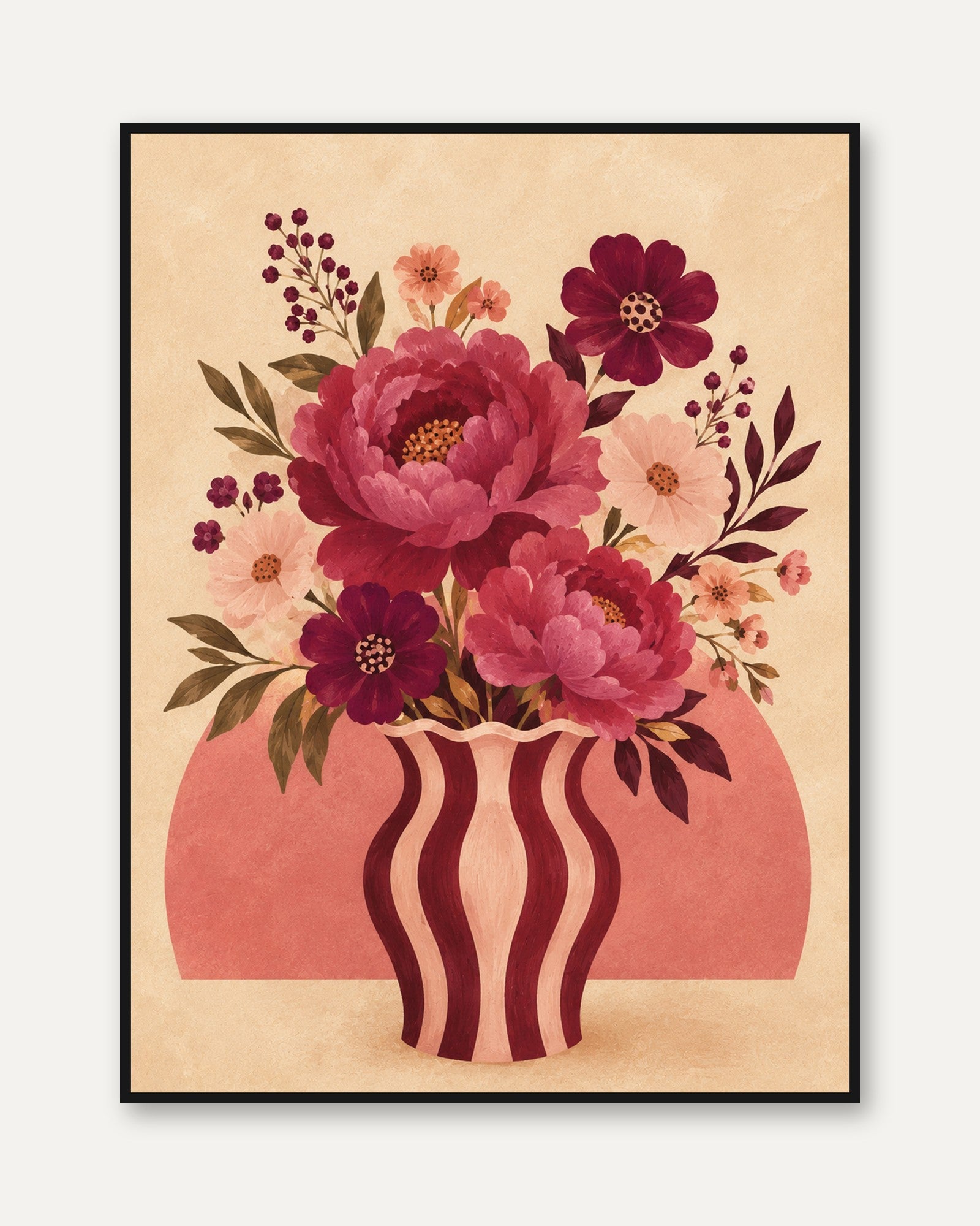 Vintage Floral Vase Print - framed