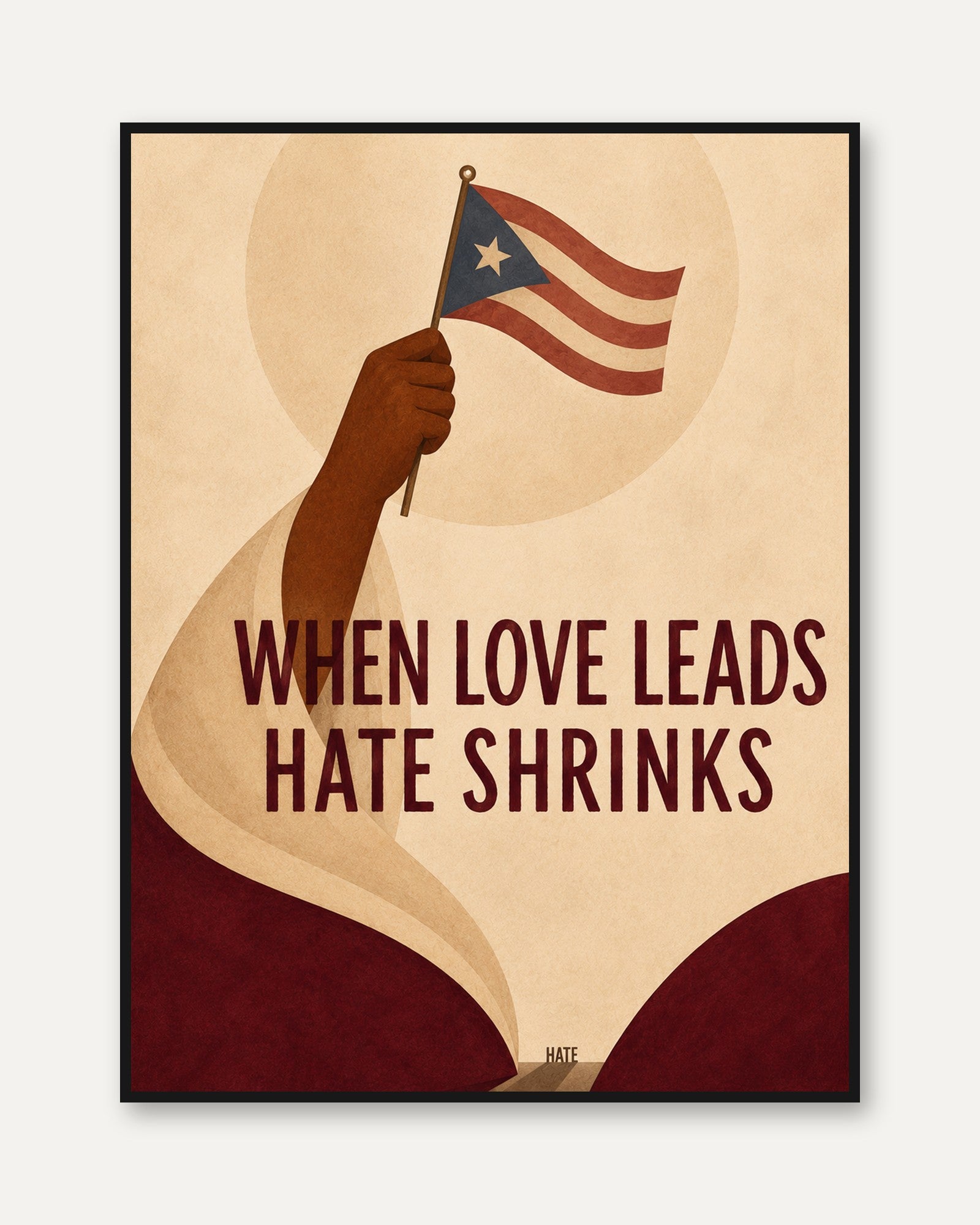 Puerto Rican Flag Protest Poster: Vintage Social Justice Art - framed