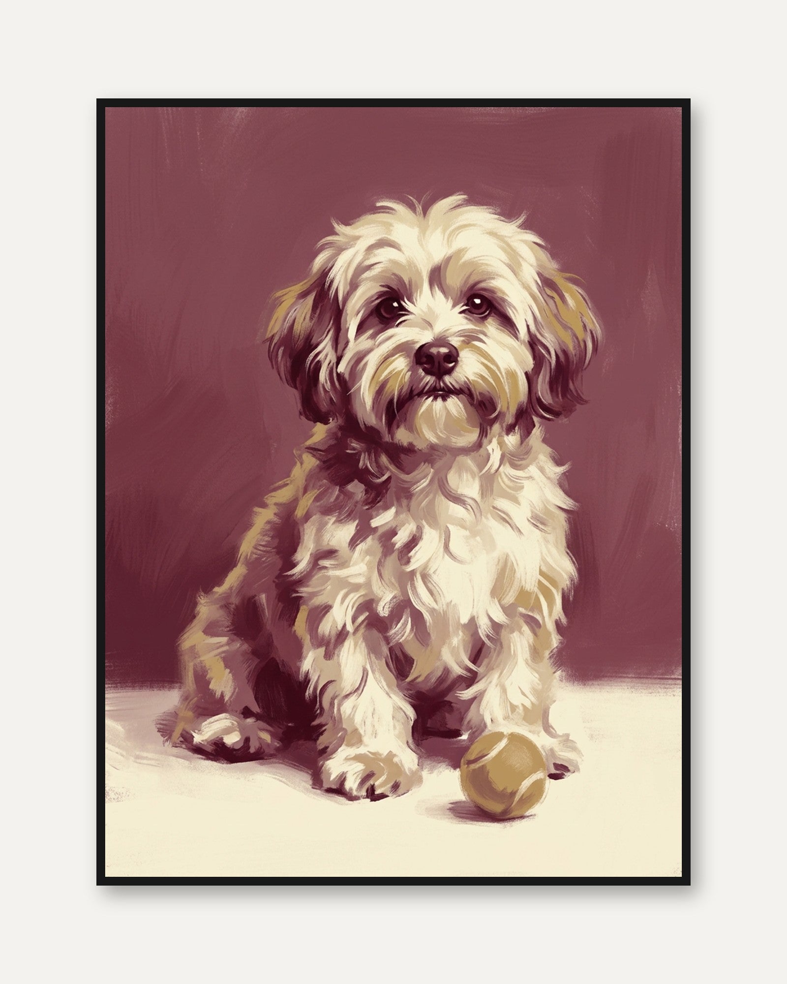 Havanese Dog Portrait: Vintage Style Pet Art Print - framed