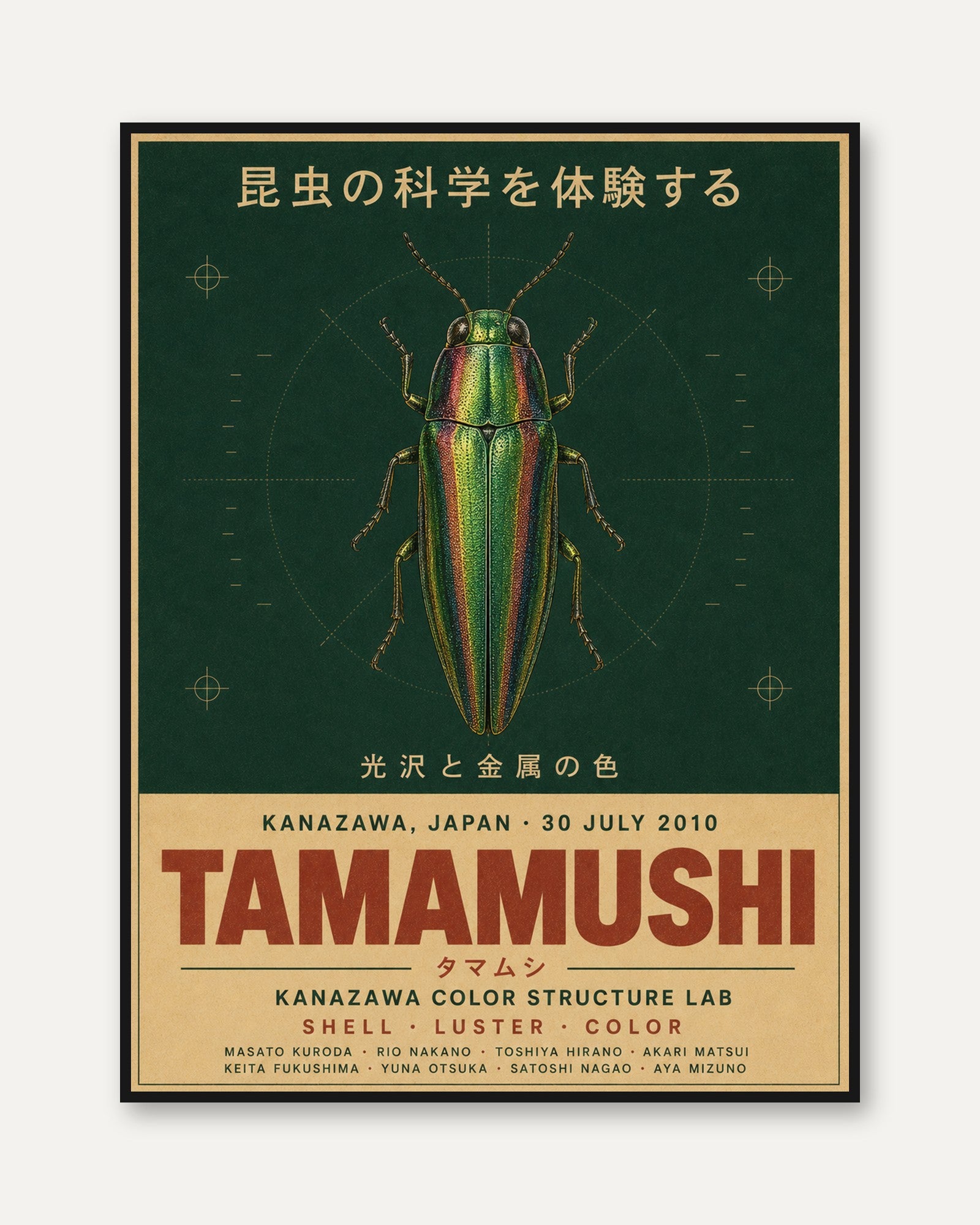 Japanese Beetle Print – Vintage Science Poster - framed
