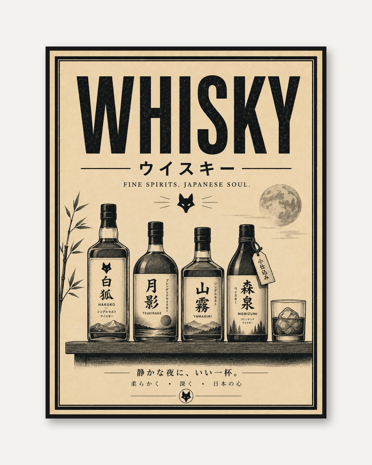 Japanese Whisky Poster – Vintage Bar Art - framed