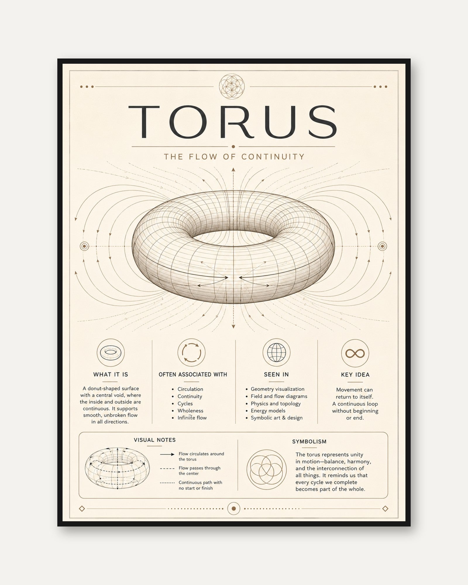 Torus Geometry Poster: Sacred Diagram - framed