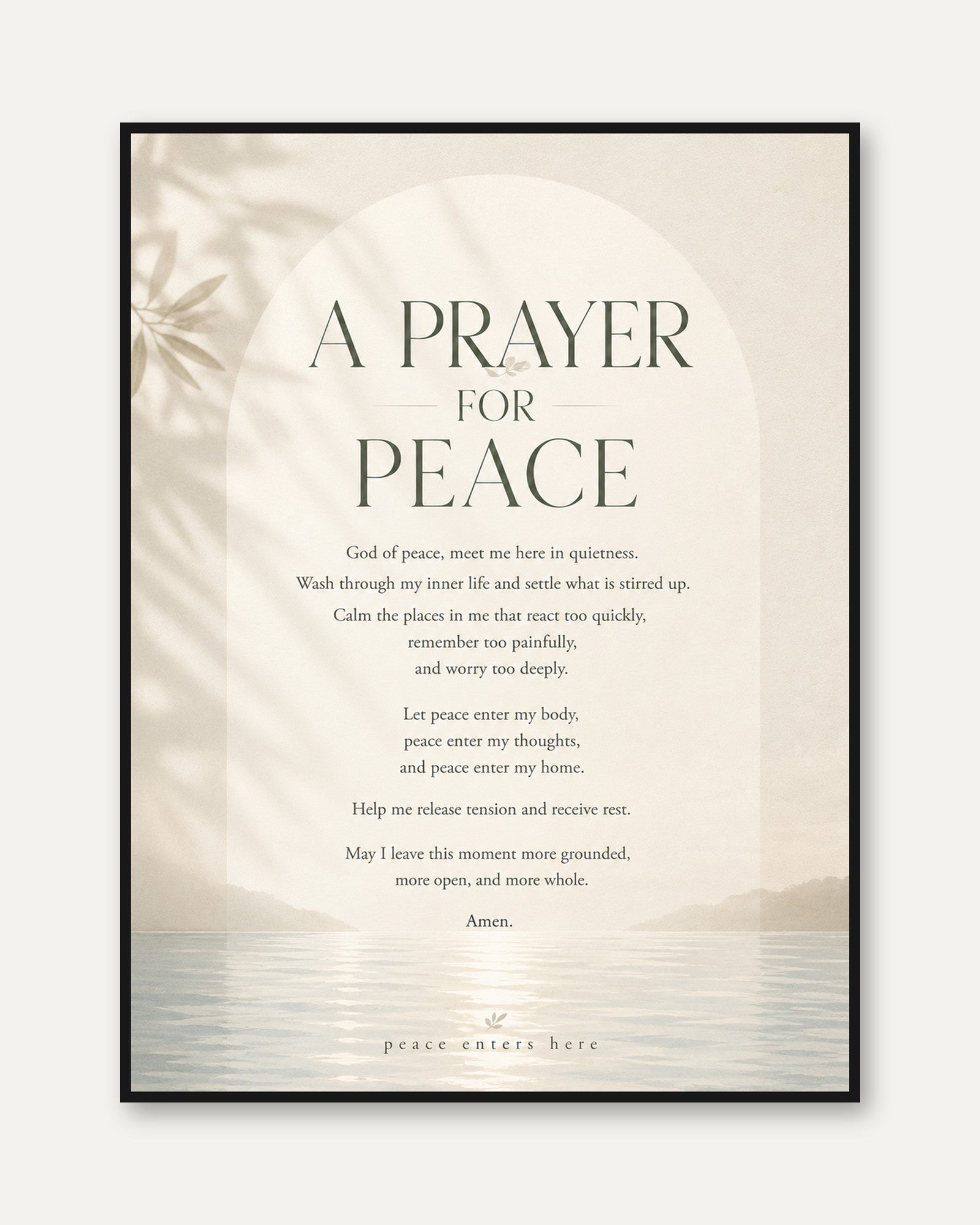 Prayer Wall Art – Peace Print - framed