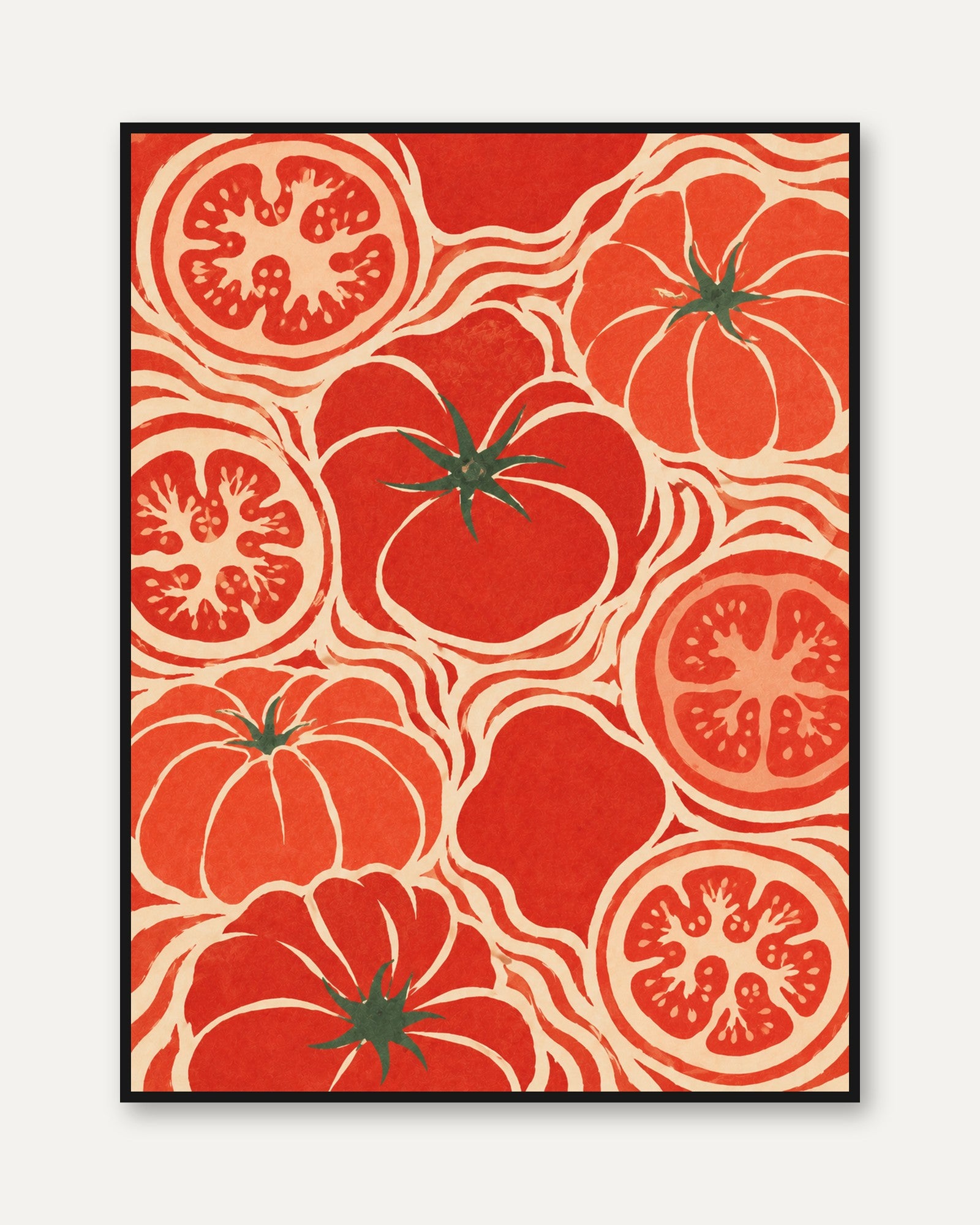 Tomato Wall Art – Retro Kitchen Print - framed