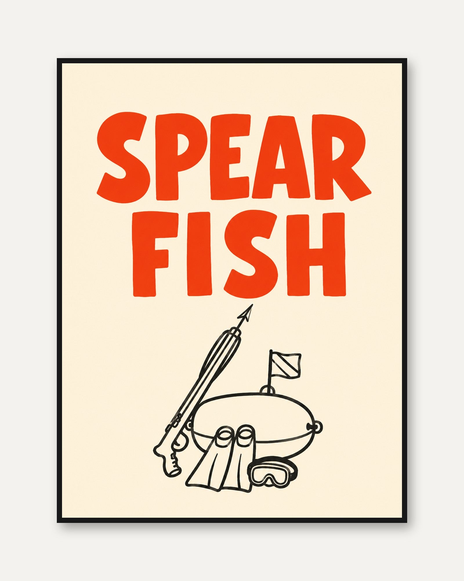 Spearfishing Wall Art – Retro Typography Print - framed