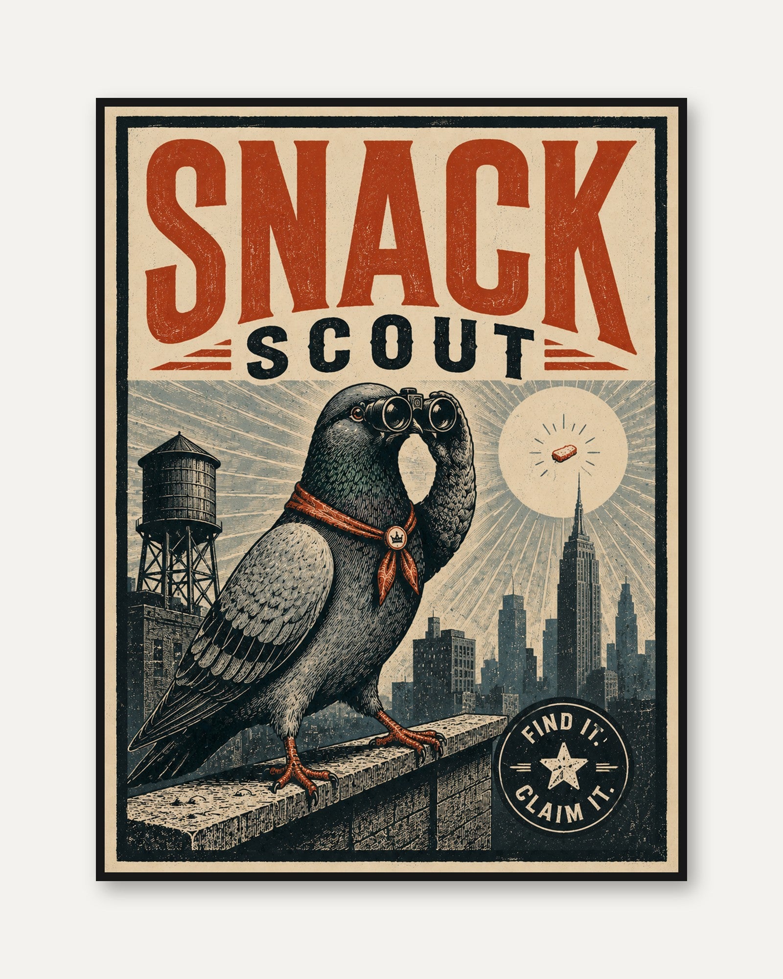 Retro Urban Pigeon Poster - framed