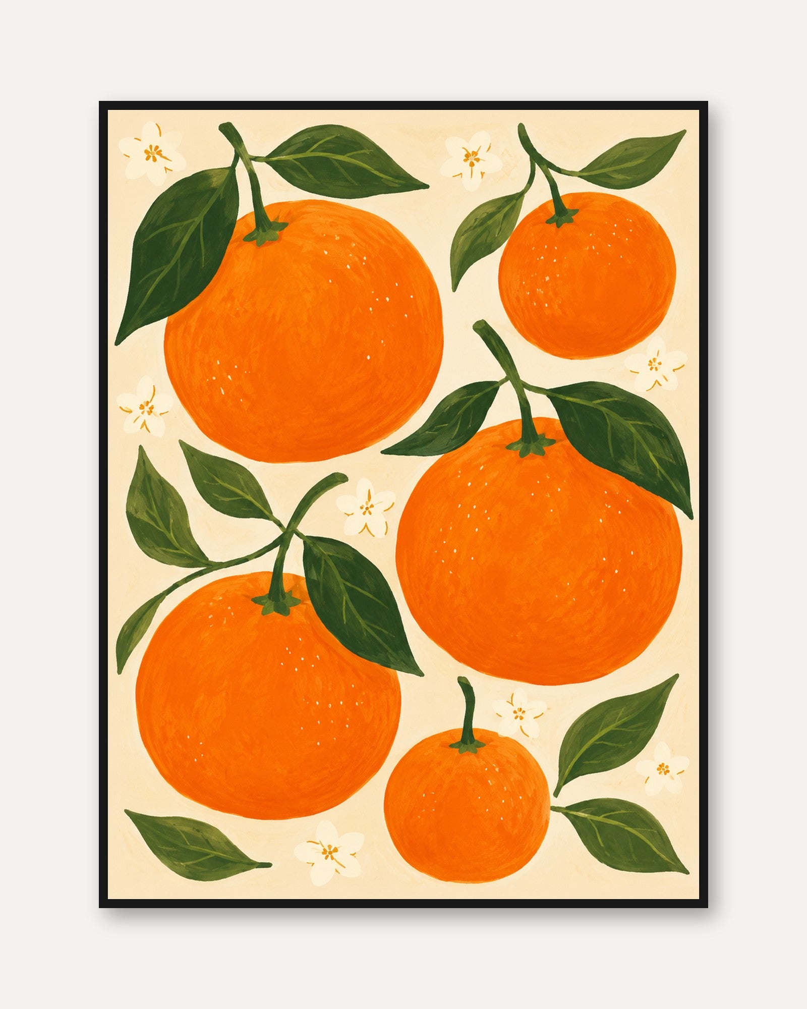 Vintage Orange Botanical Print: Mid-Century Kitchen Wall Art - framed