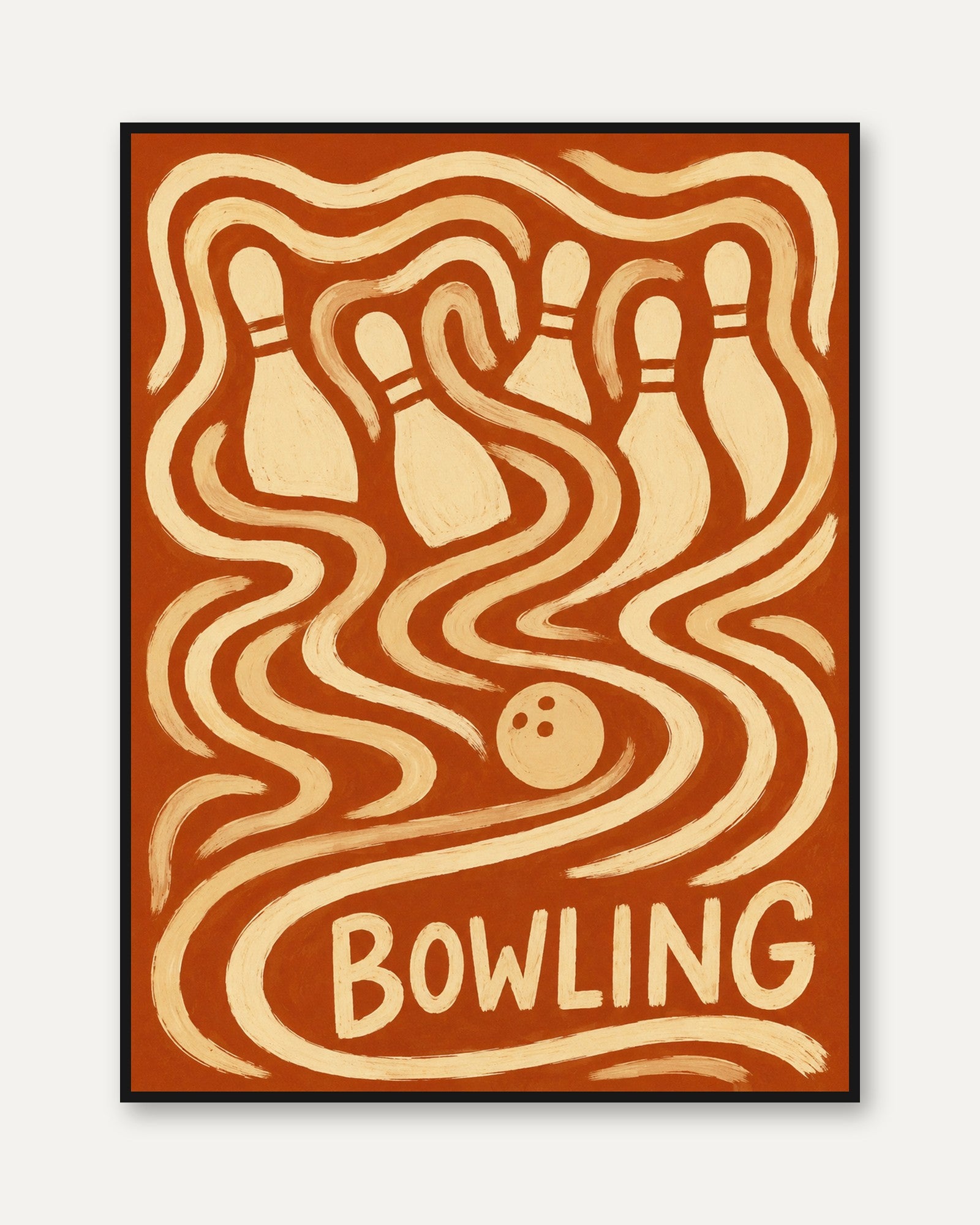 Bowling Wall Art – Retro Sports Poster - framed