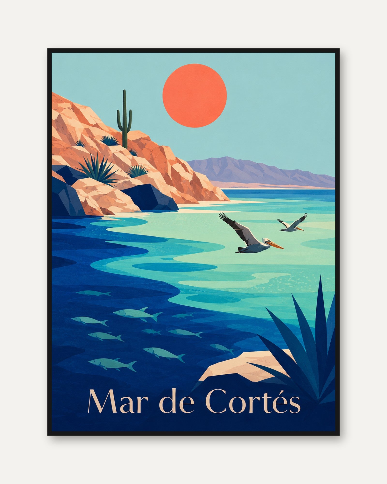 Coastal Travel Poster – Beach Wall Art - framed