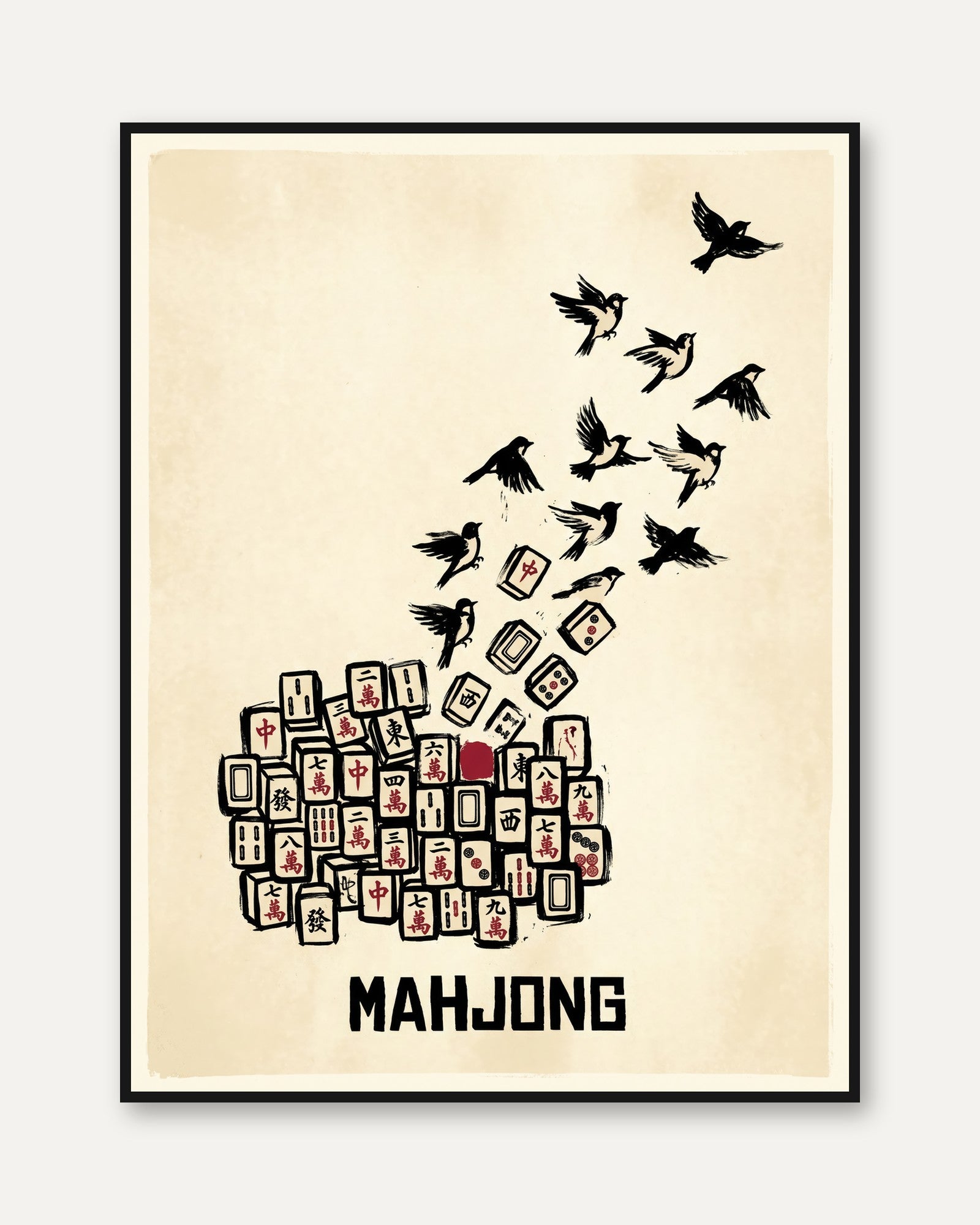 Mahjong Birds Print – Transformation Symbolism - framed