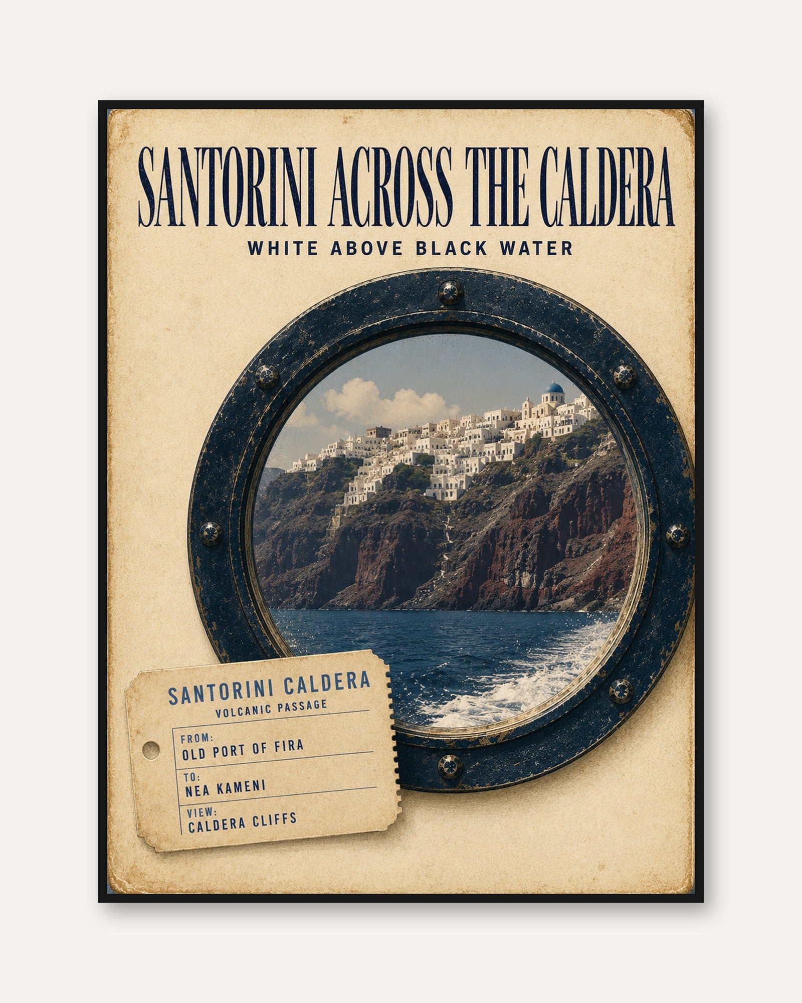 Santorini Travel Poster – Greece Wall Art - framed