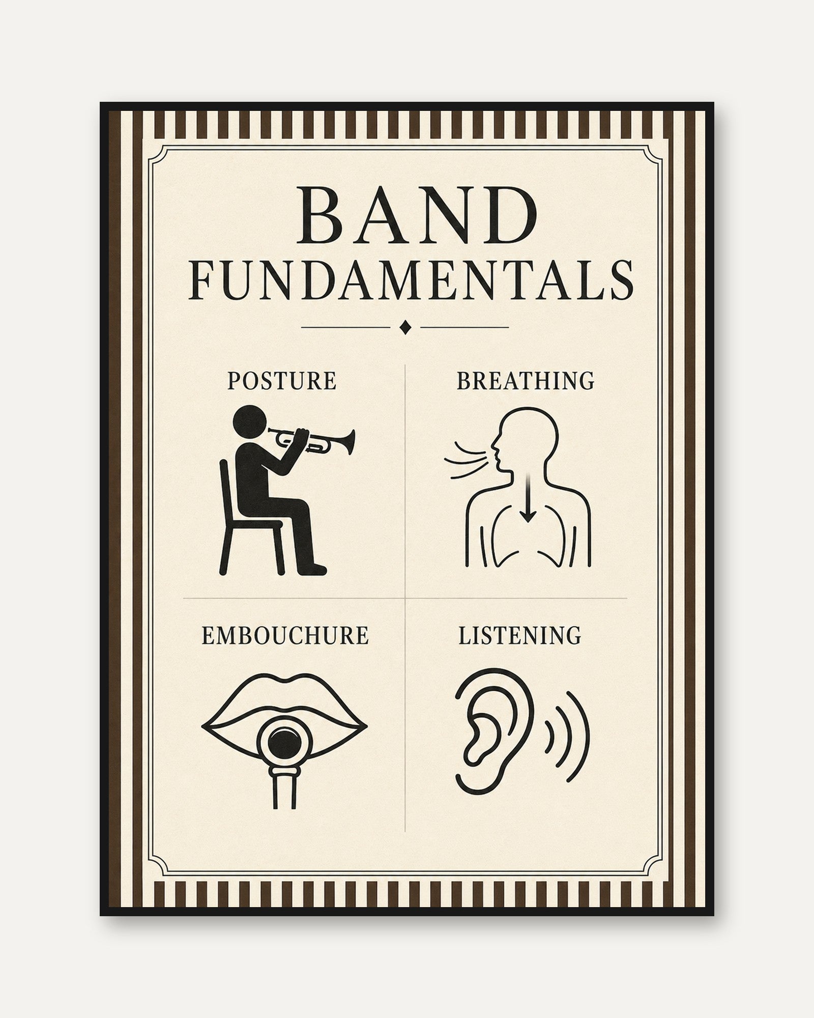 Music Teacher Gift – Band Fundamentals Poster - framed