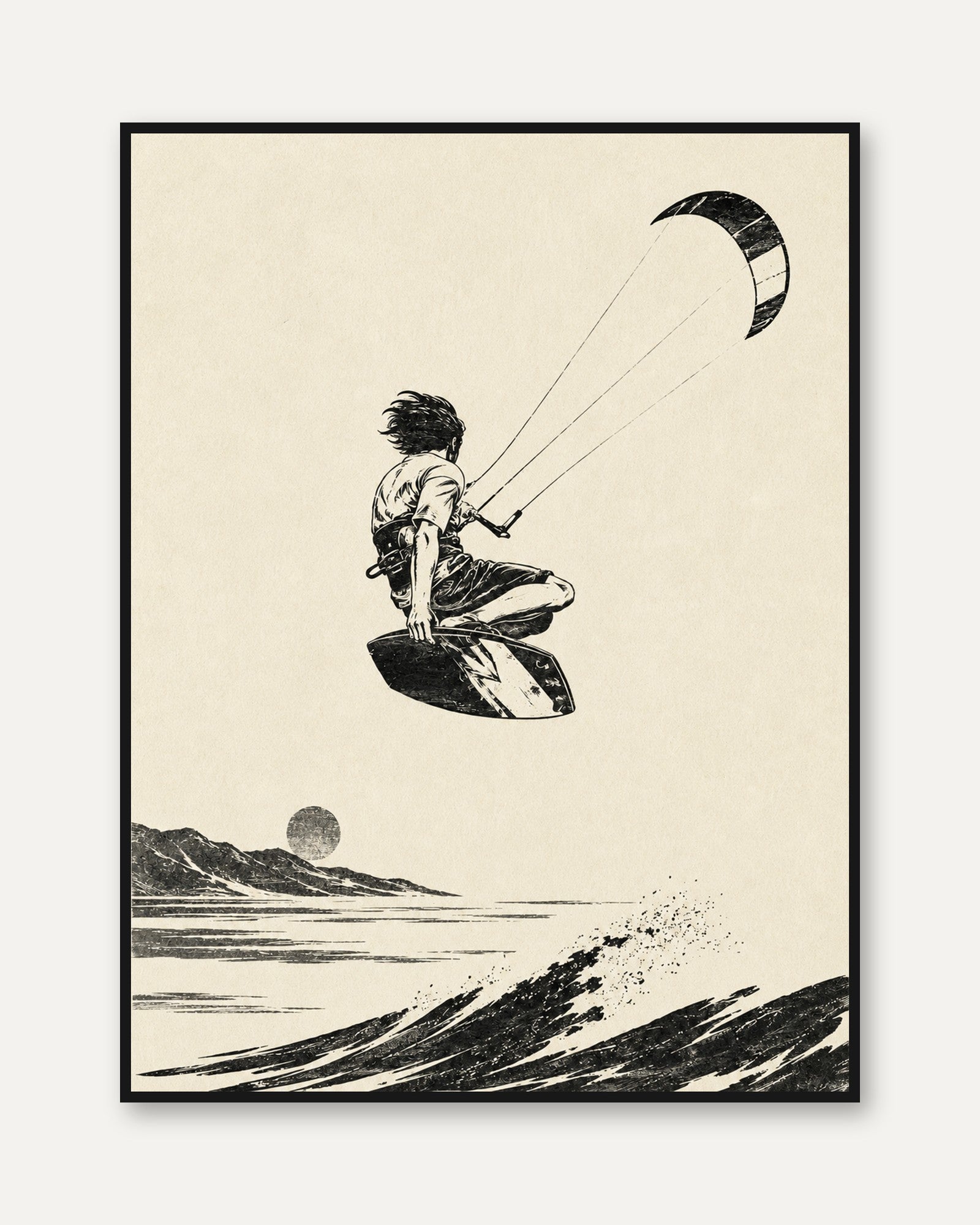 Kitesurfing Wall Art – Extreme Sports Print - framed