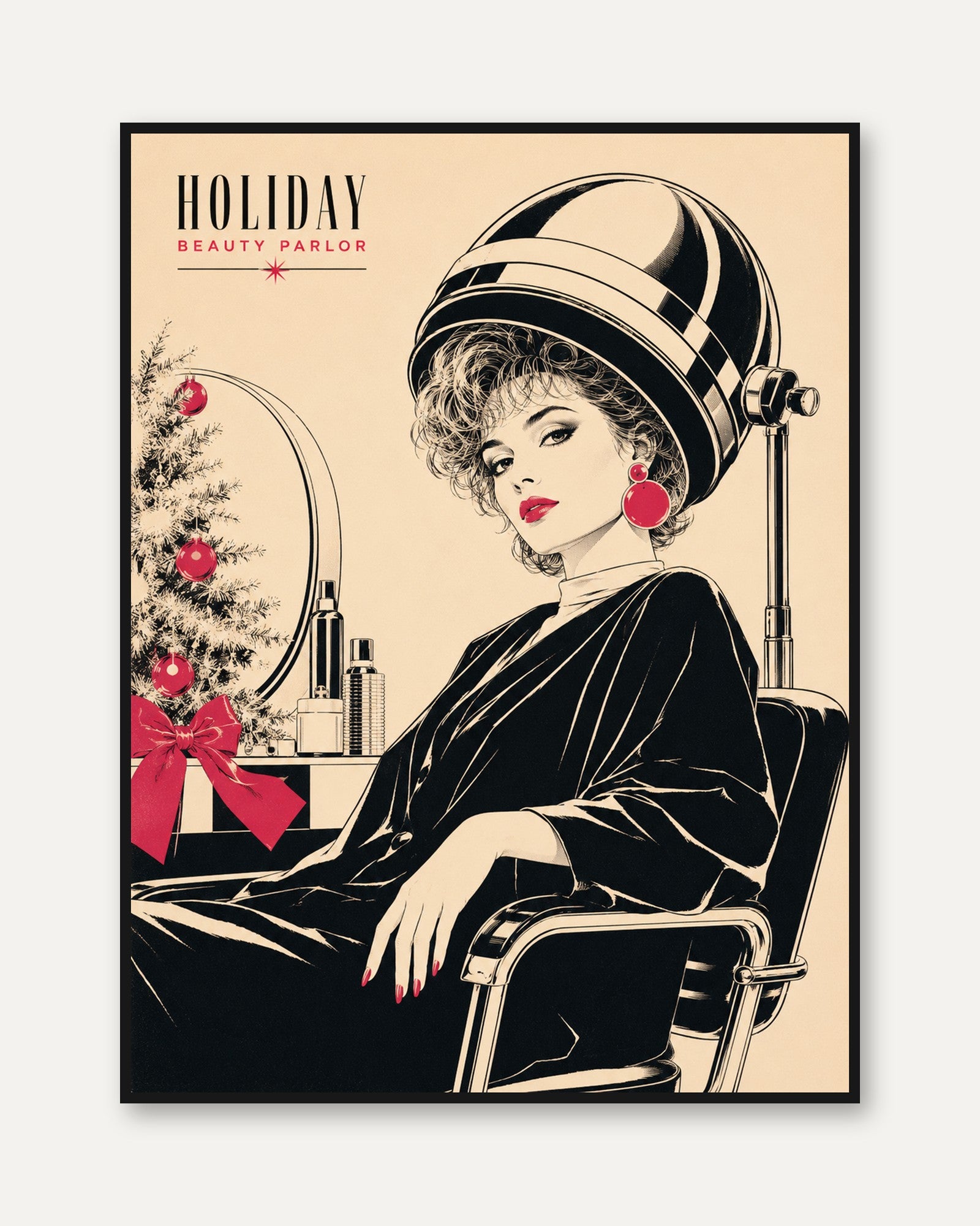 Vintage Beauty Salon Poster: Retro Fashion Art Print - framed
