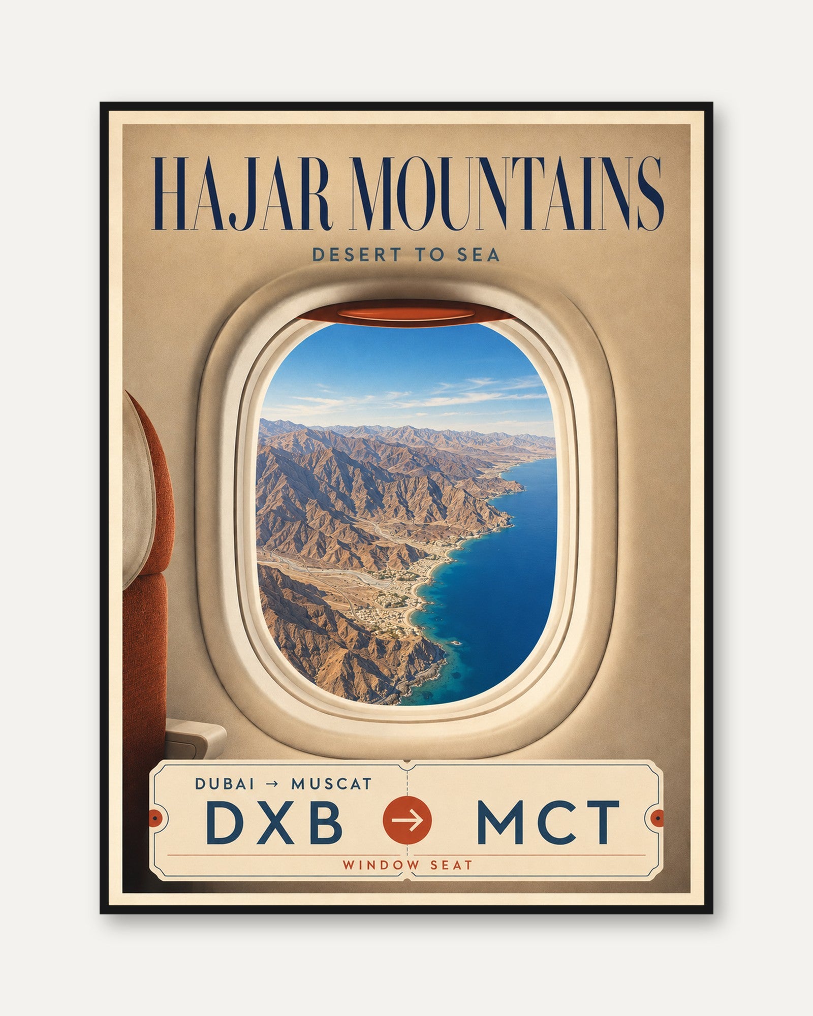 Travel Poster Wall Art – Hajar Mountains Print - framed