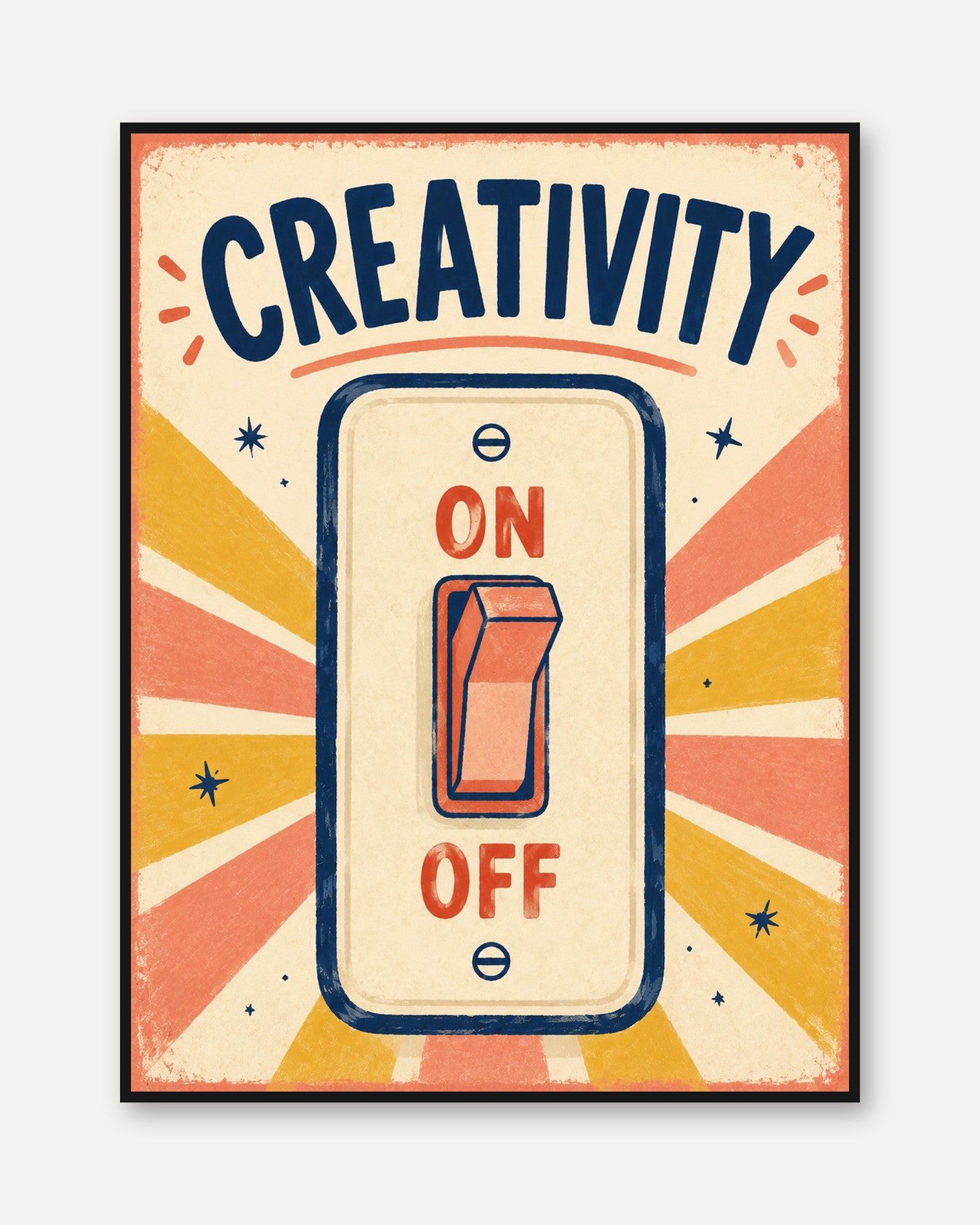 Creativity Wall Art – Retro Light Switch Print - framed