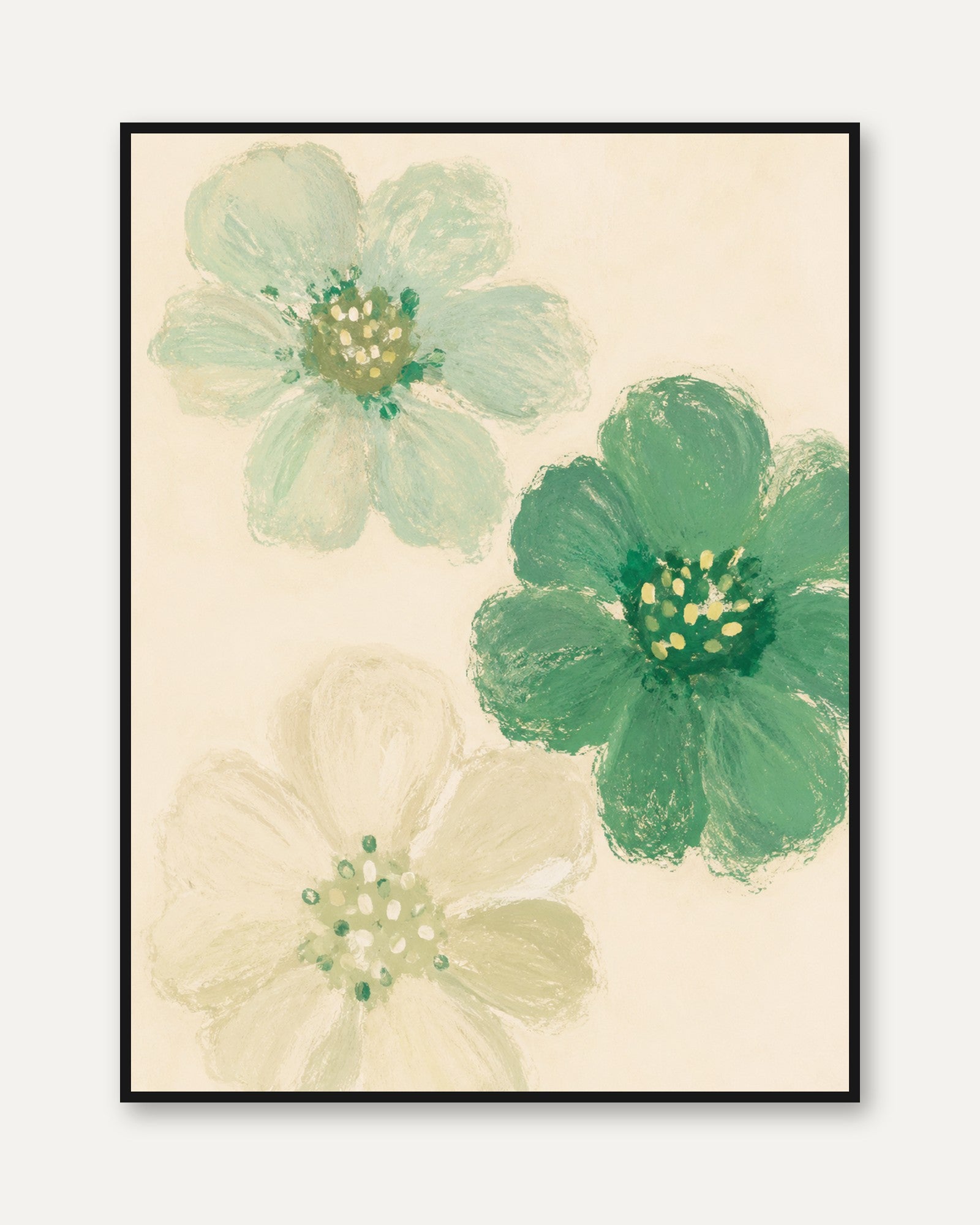 Green Floral Wall Art – Botanical Flower Print - framed