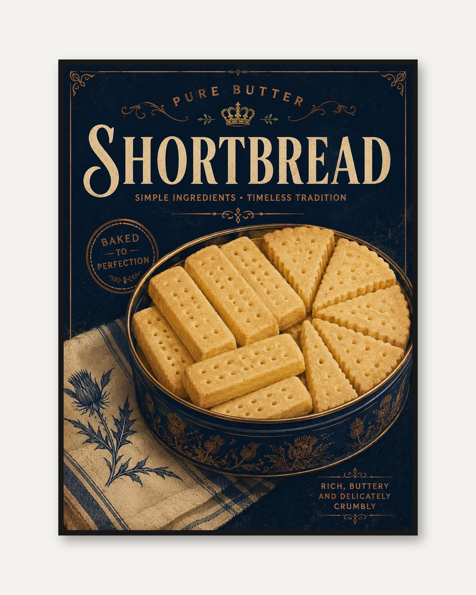 Kitchen Wall Art – Vintage Shortbread Print - framed