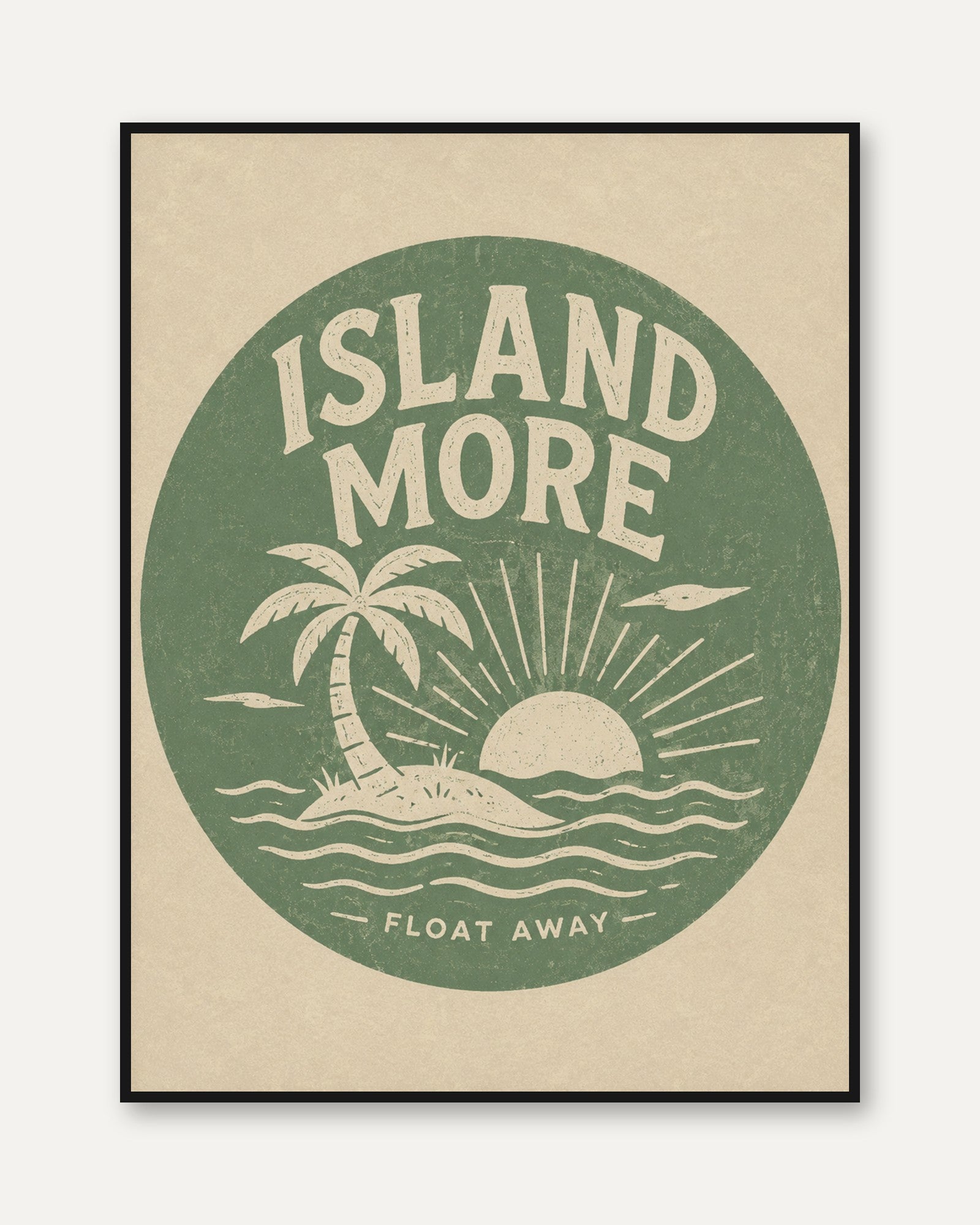 Island Sunset Print: Vintage Coastal Wall Art - framed