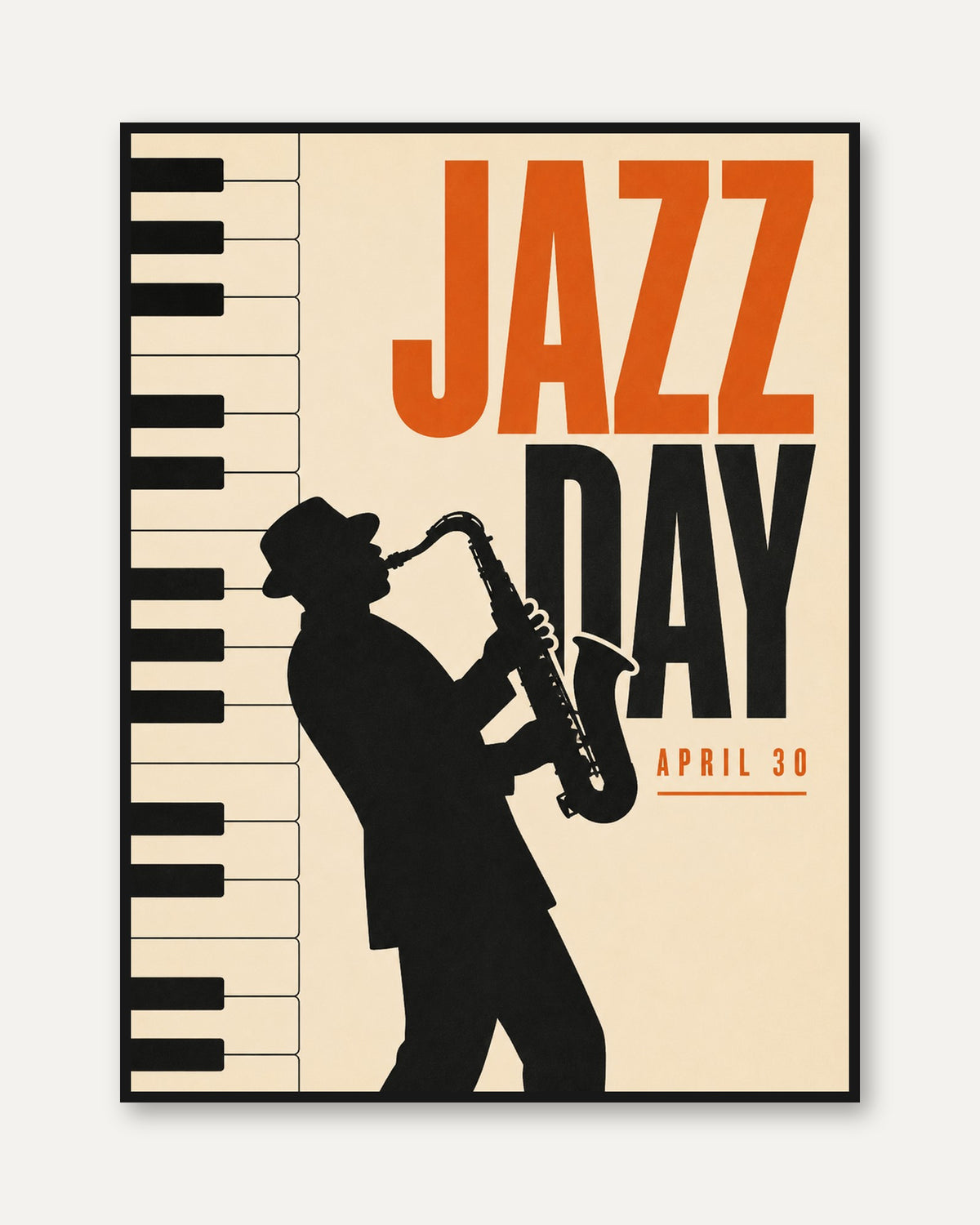 Vintage Jazz Poster – Saxophone Player - framed