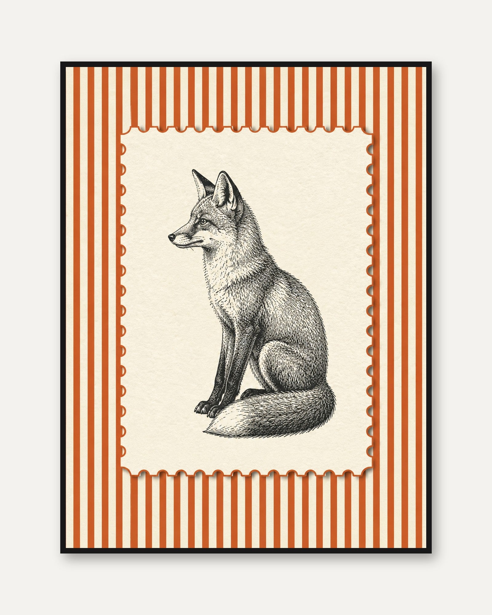 Fox Wall Art – Vintage Fox Print - framed