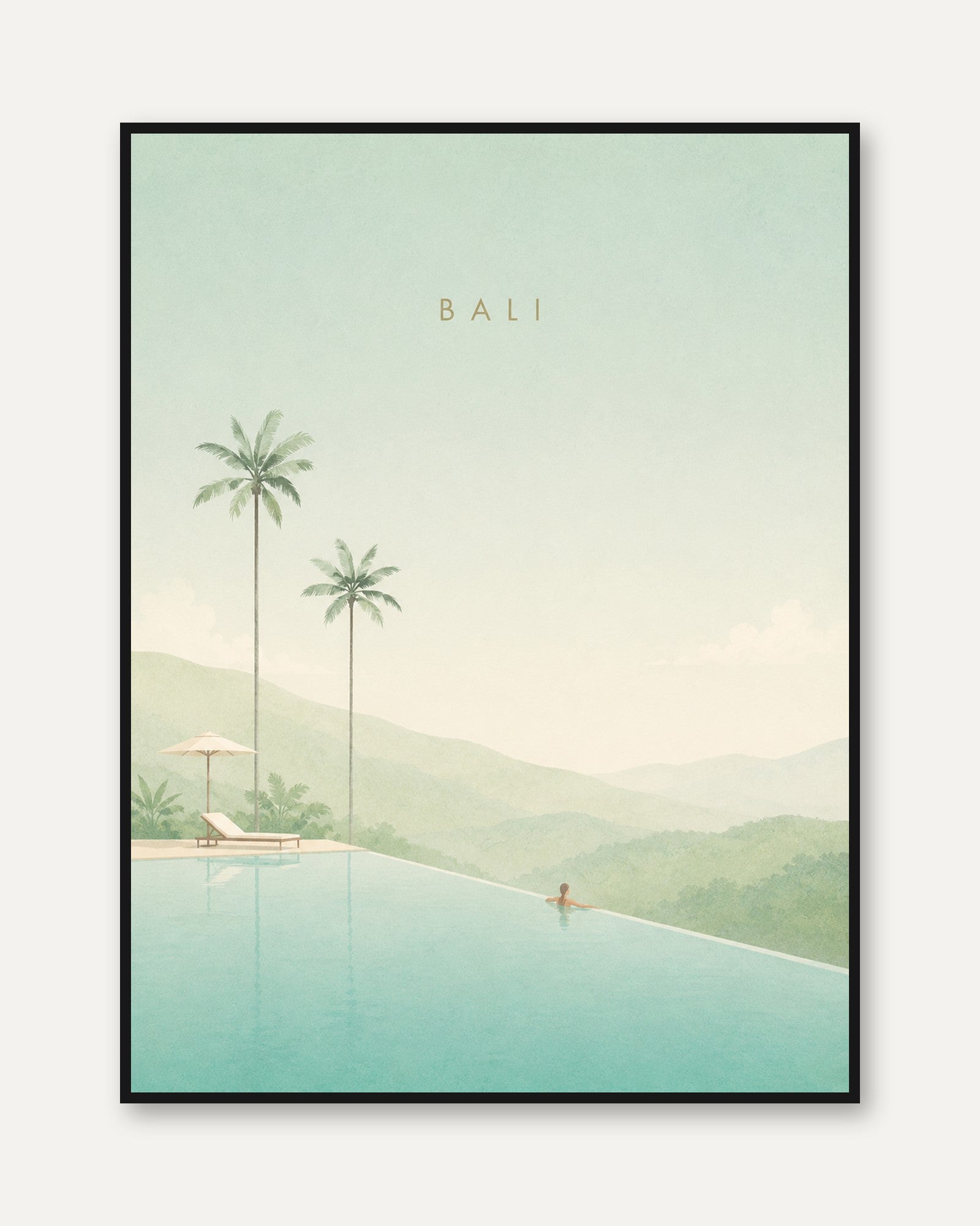 Bali Travel Poster – Tropical Pool Print - framed