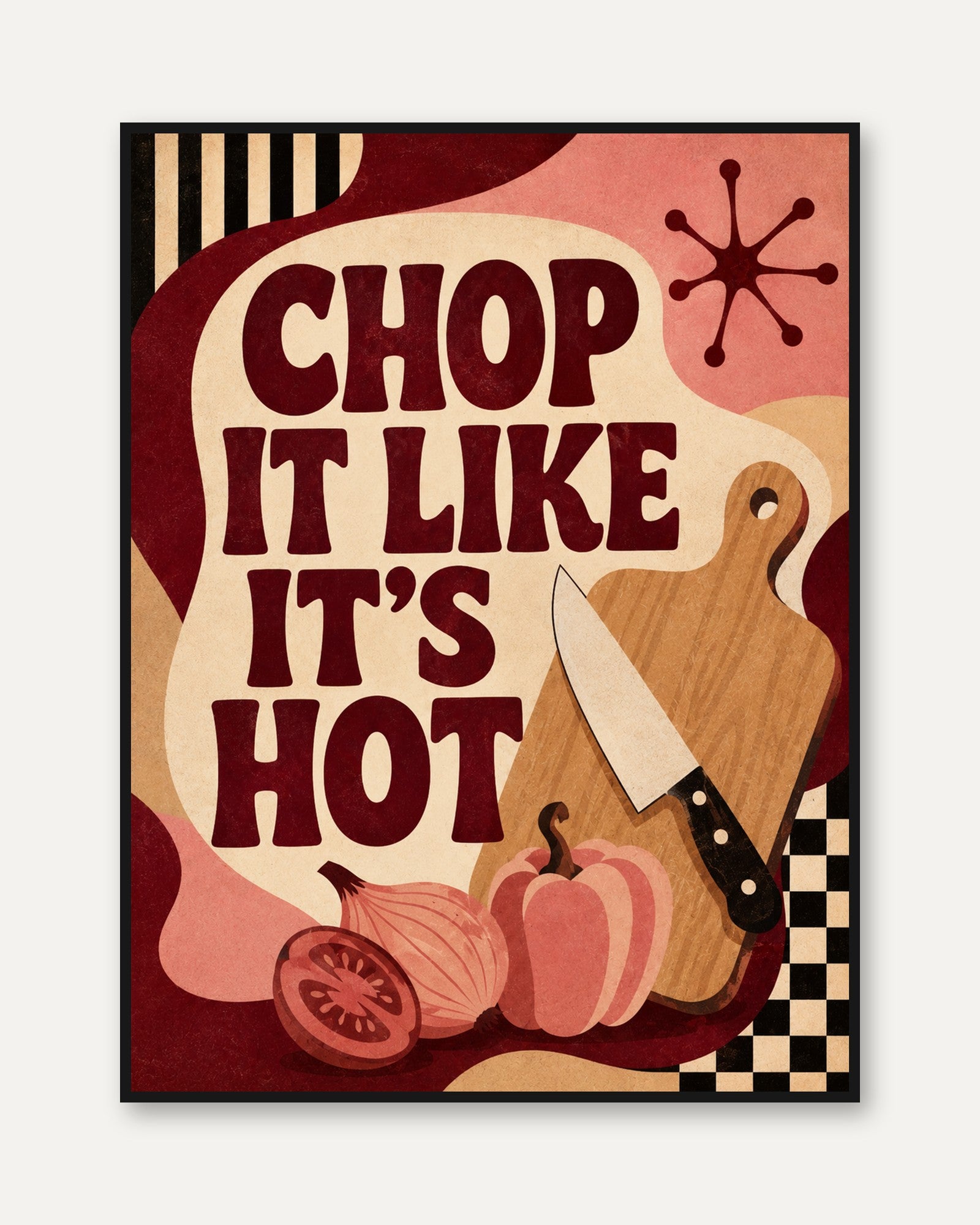 Kitchen Wall Art Print: Retro Mid-Century Cooking - framed