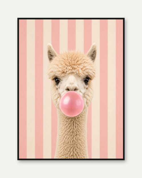 Alpaca Nursery Wall Art – Baby Animal Print - framed