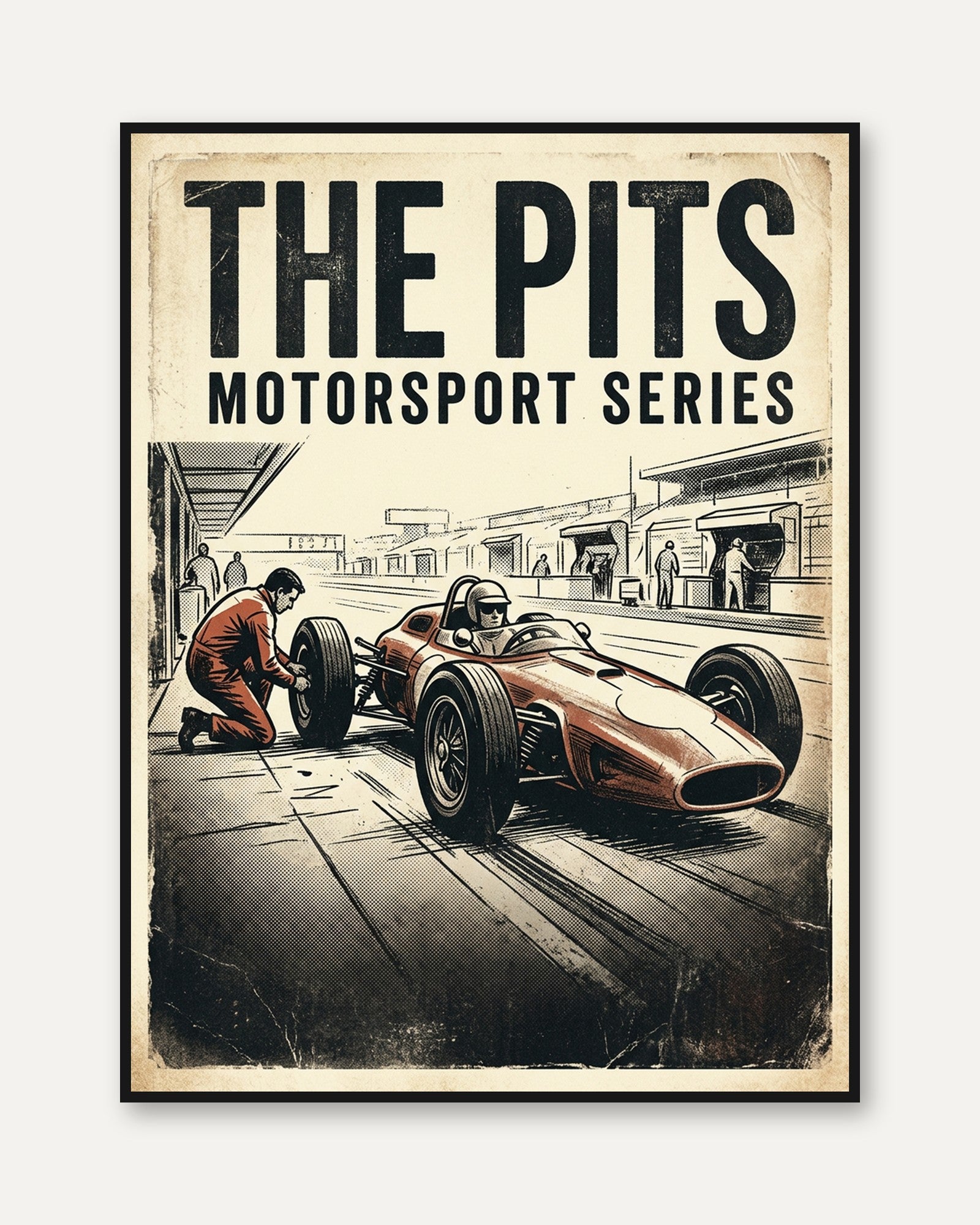 Vintage Racing Poster Print — The Pits Motorsport Series - framed