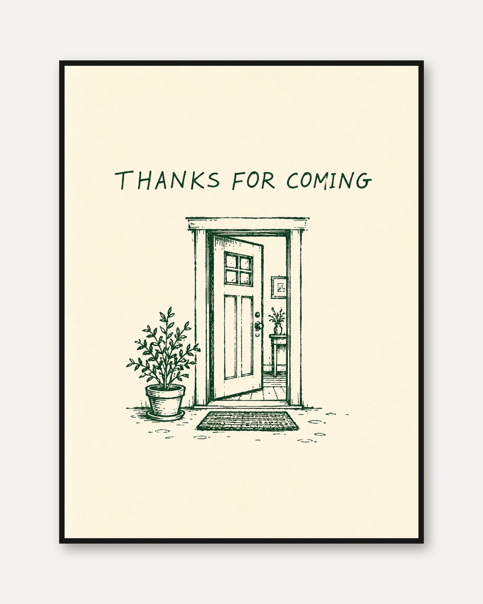 Thanks For Coming Print: Hand-Drawn Entryway Art (Housewarming Decor) - framed
