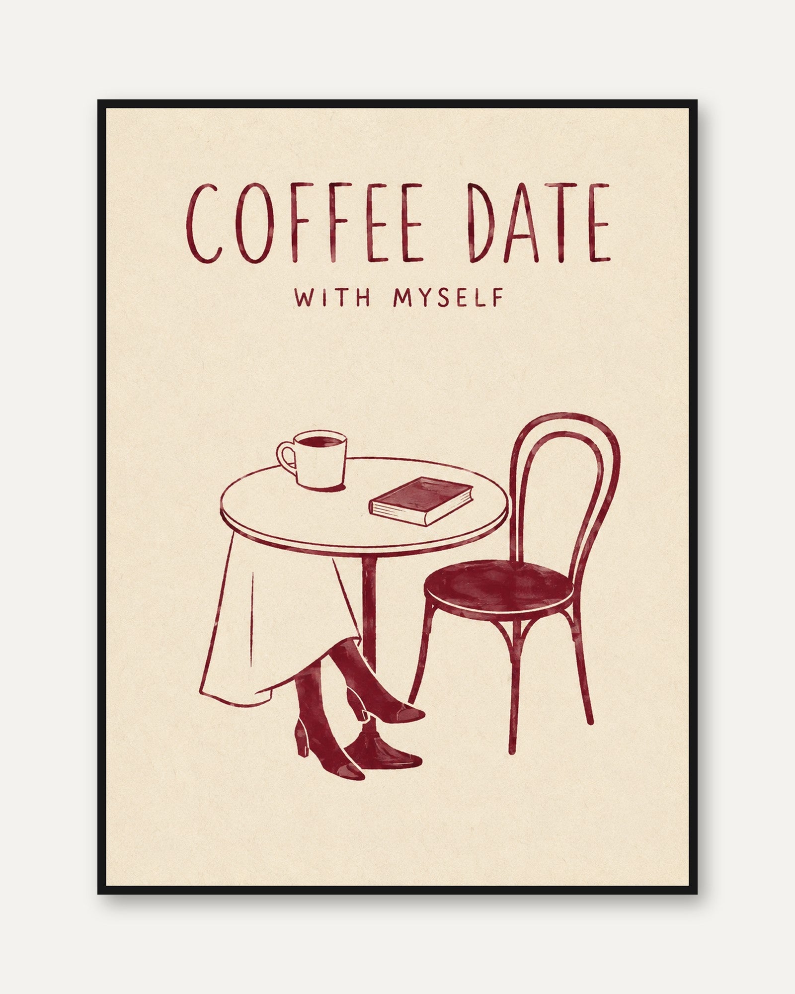 Coffee Date Wall Art – Self Care Quote Print - framed