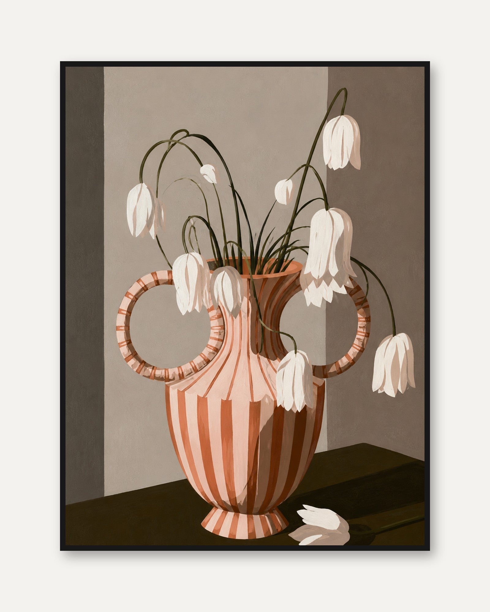 Floral Vase Wall Art – Botanical Print - framed