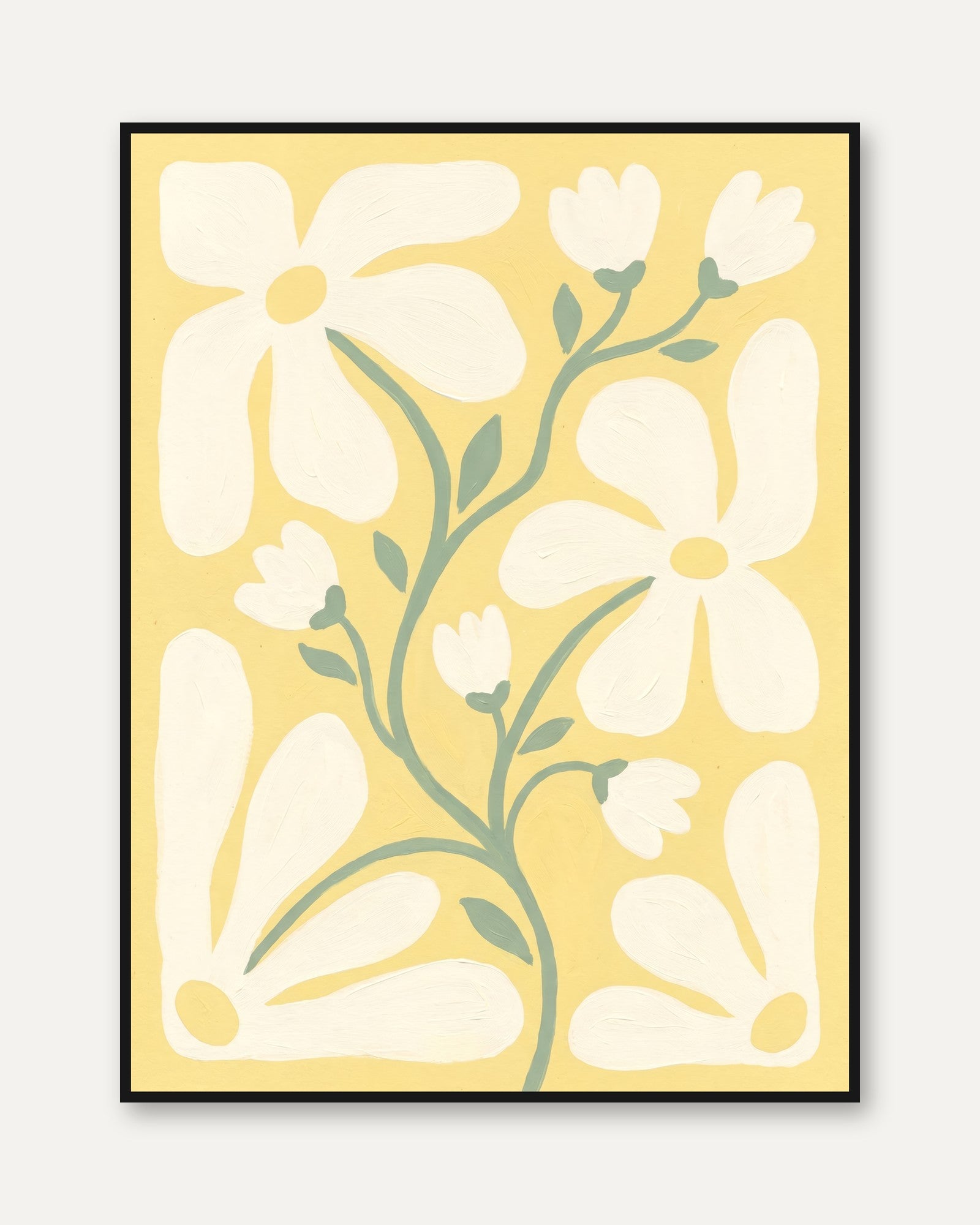 Botanical Wall Art: Yellow Floral Cutout - framed