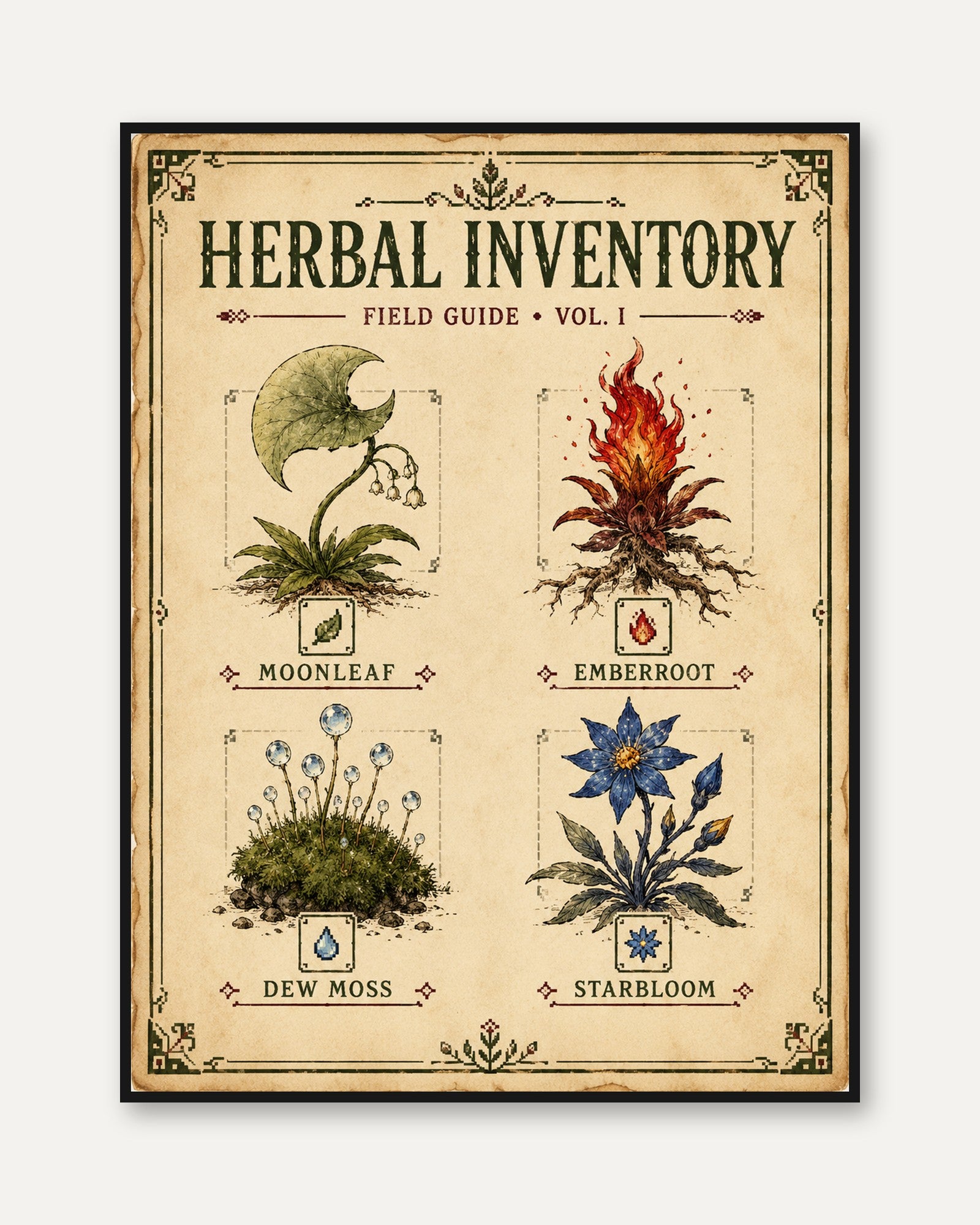 Herbal Field Guide Poster - framed