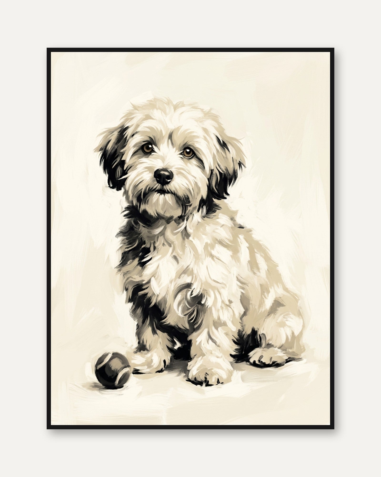 Havanese Dog Portrait Print — Soft Watercolor Style - framed