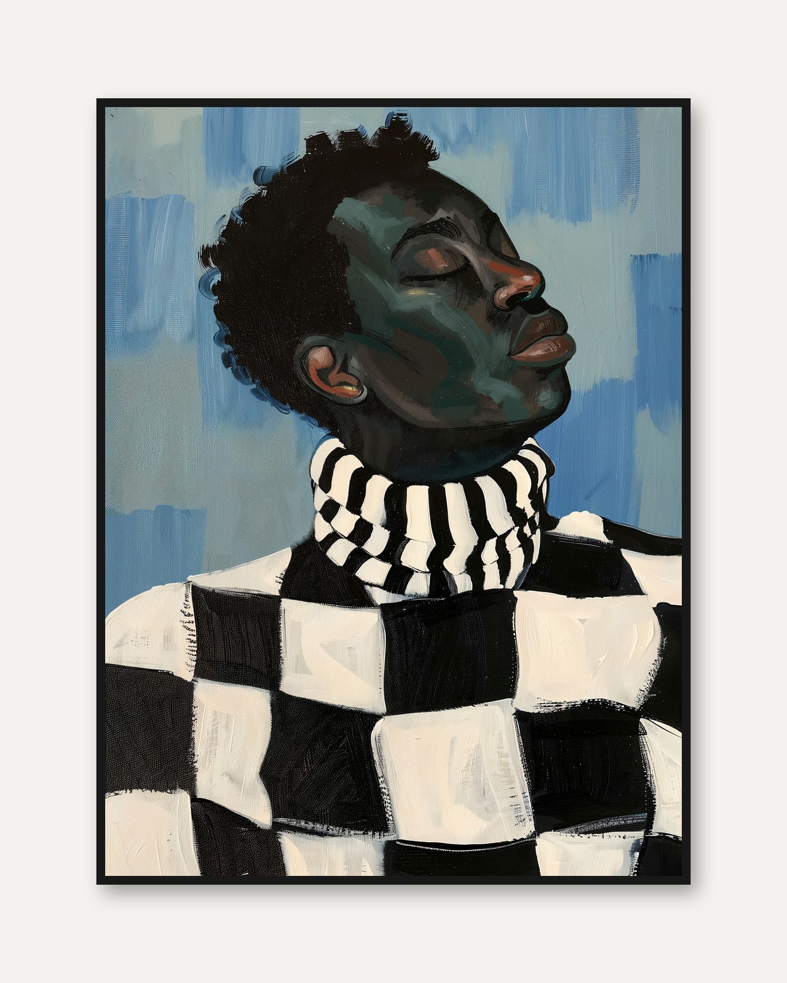 Black Boy Portrait Poster - framed