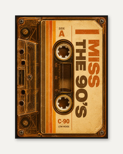 90s Nostalgia Cassette Tape Print - framed