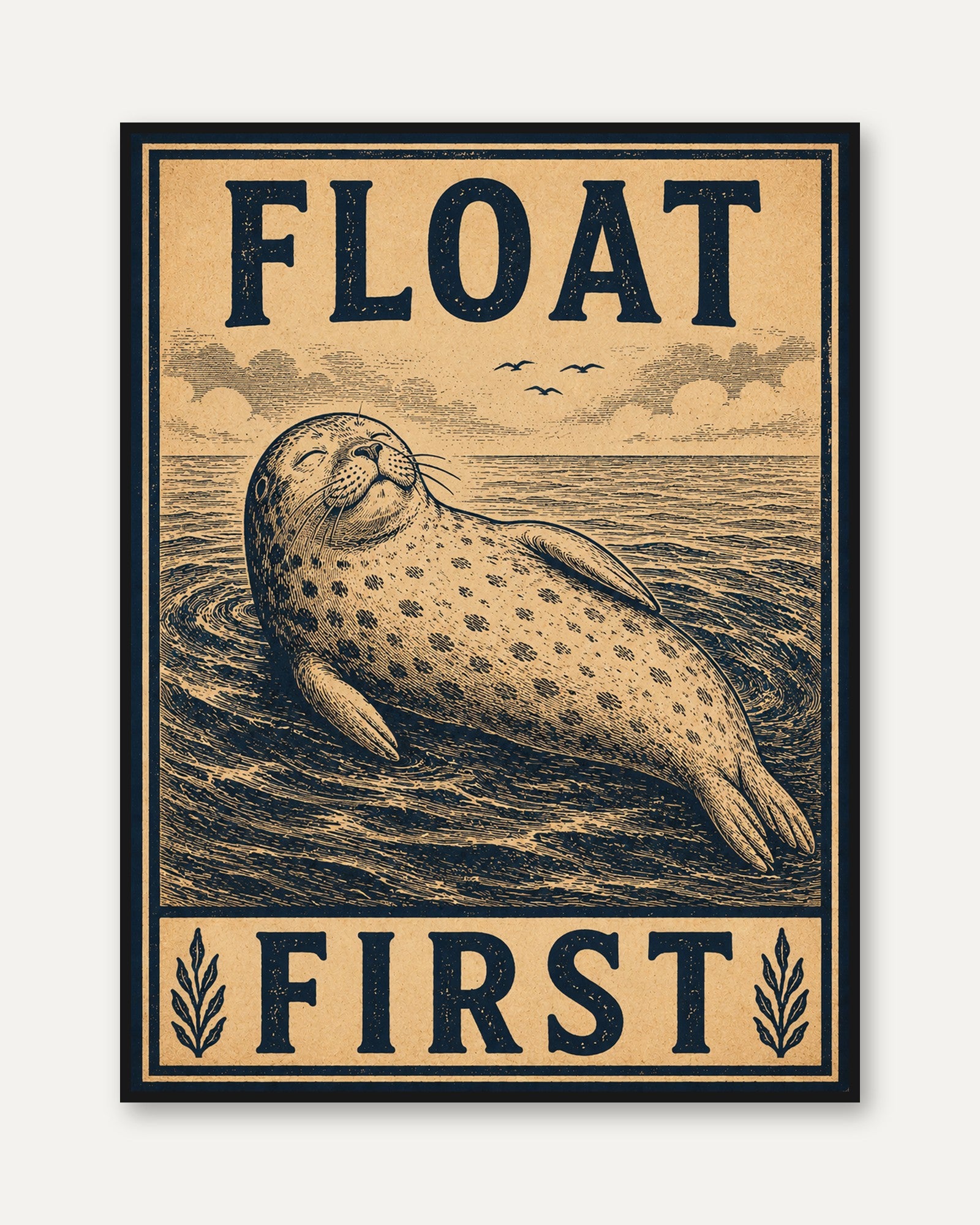 Coastal Seal Wall Art - framed