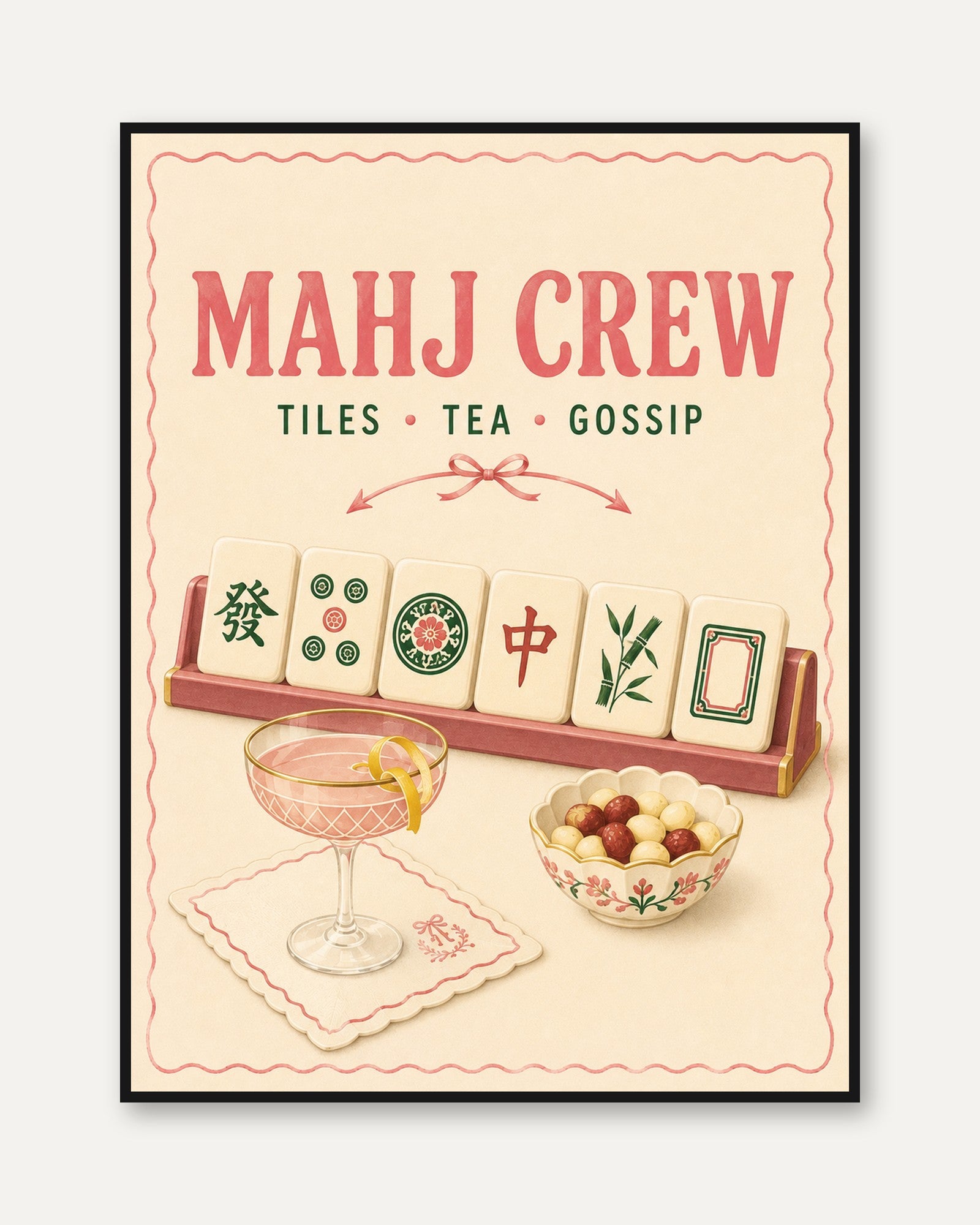 Mahjong Wall Art – Game Room Print - framed