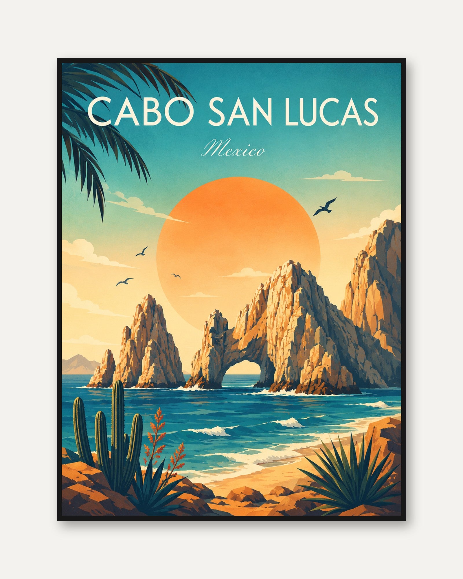 Cabo San Lucas Poster – Mexico Travel Print - framed