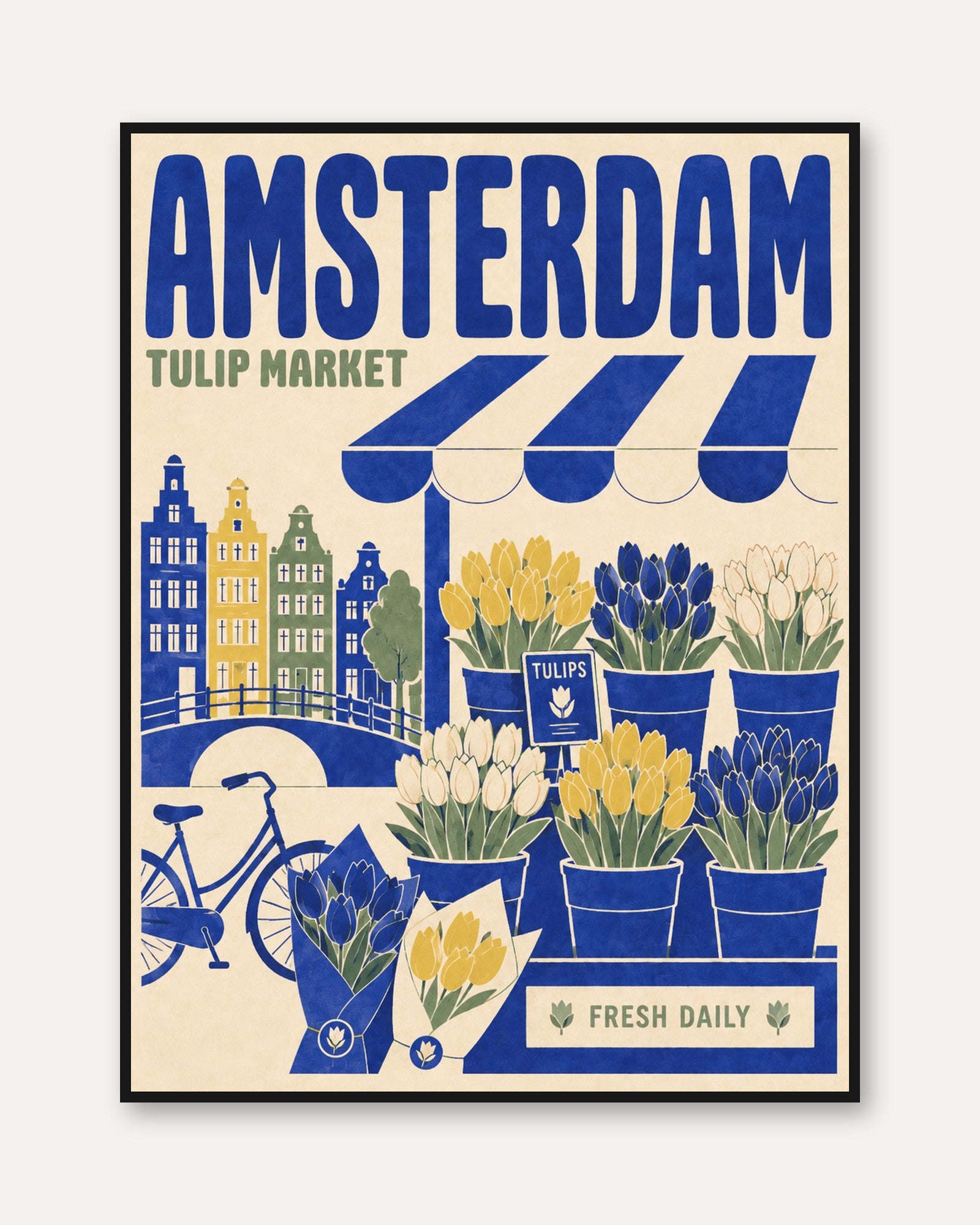 Amsterdam Travel Poster - framed