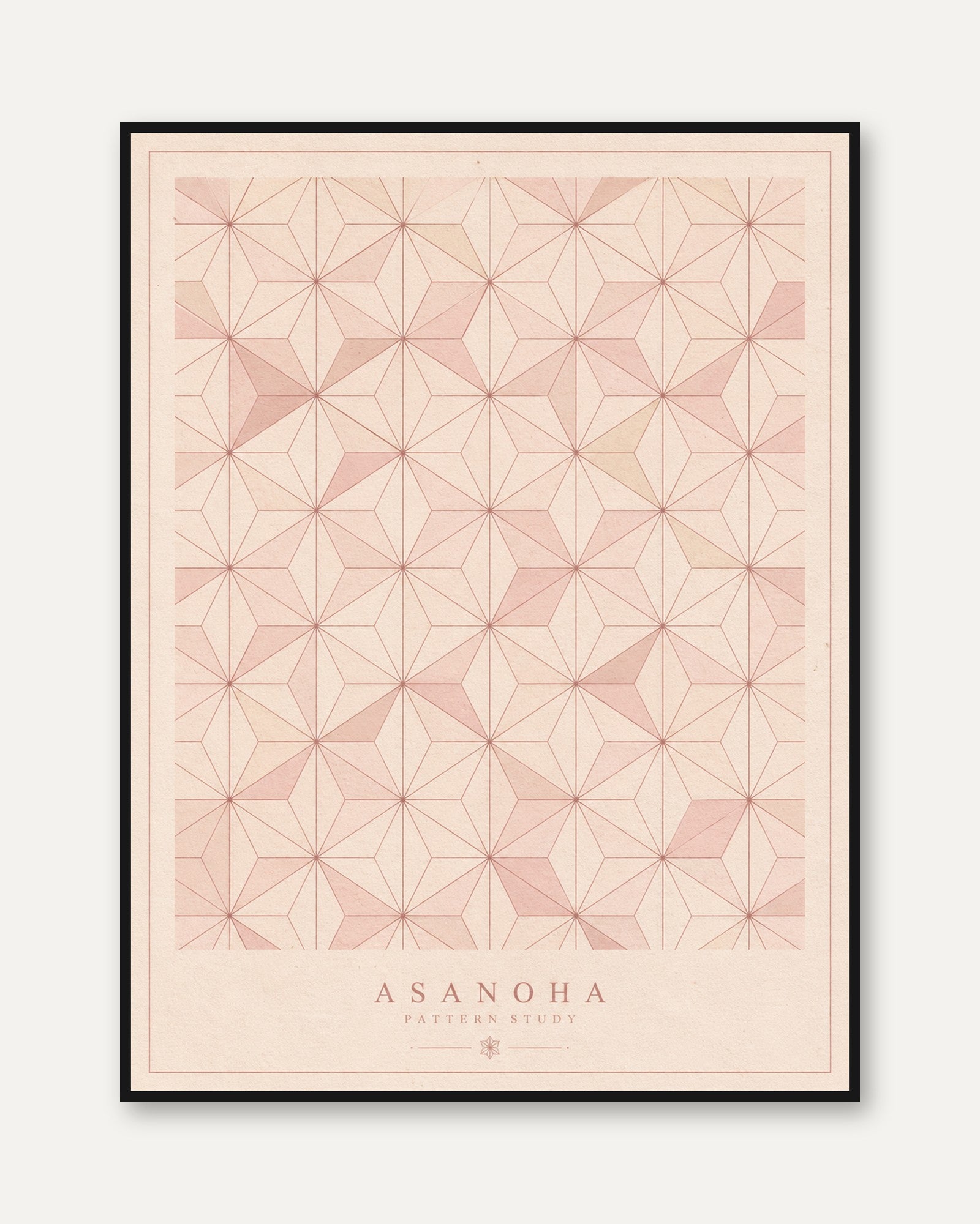 Asanoha Pattern Print: Japanese Geometric Hemp Leaf Art - framed