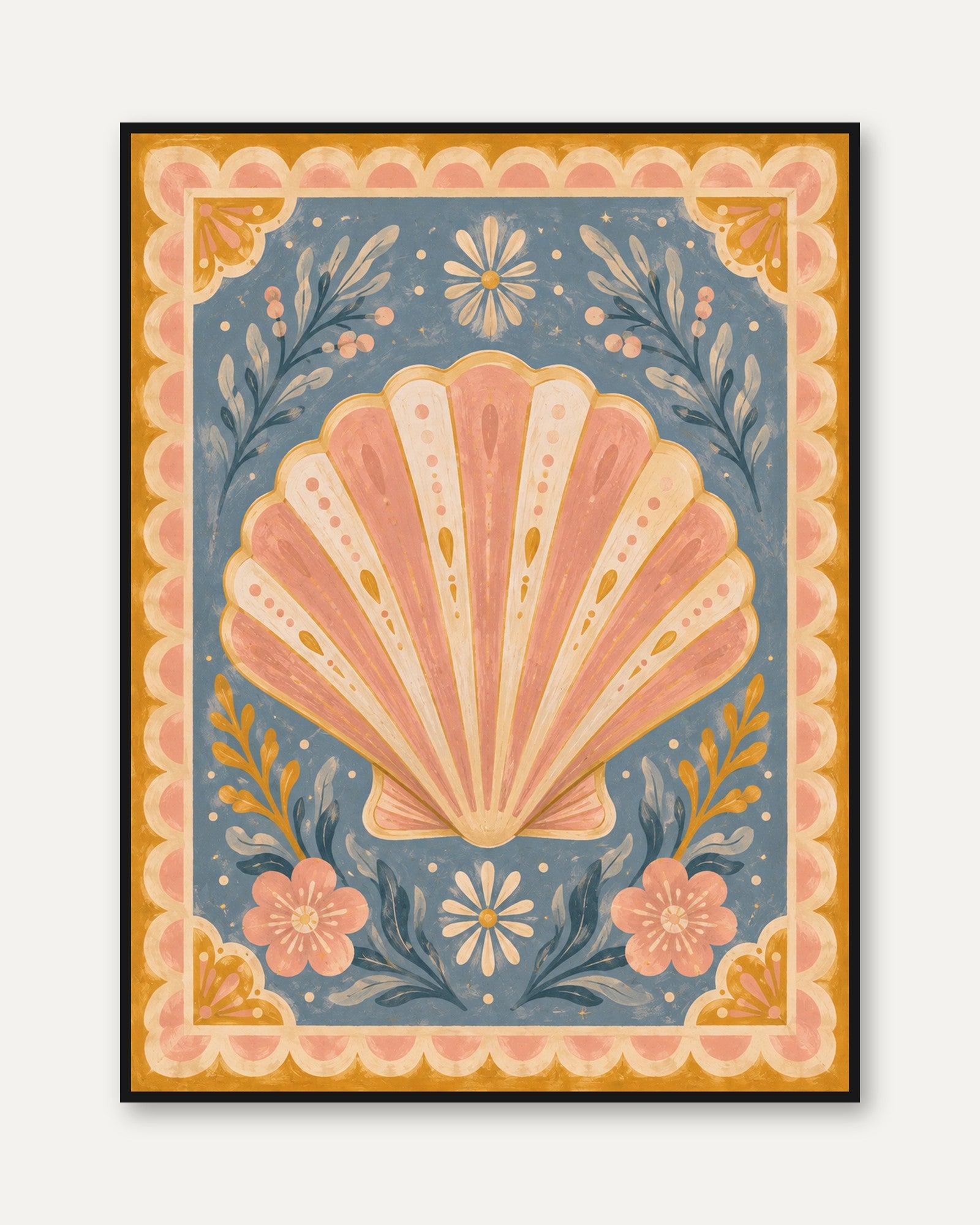 Seashell Wall Art – Coastal Decor Print - framed