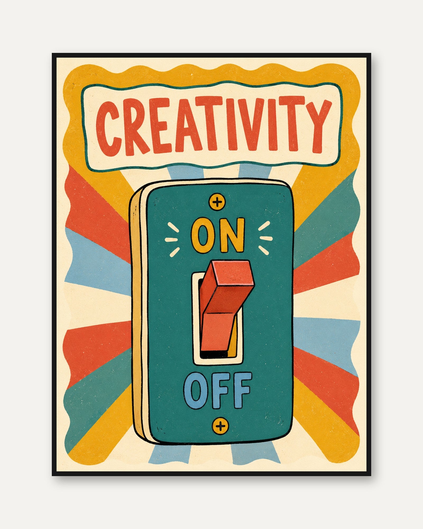Creativity Wall Art – Retro Light Switch Print - framed