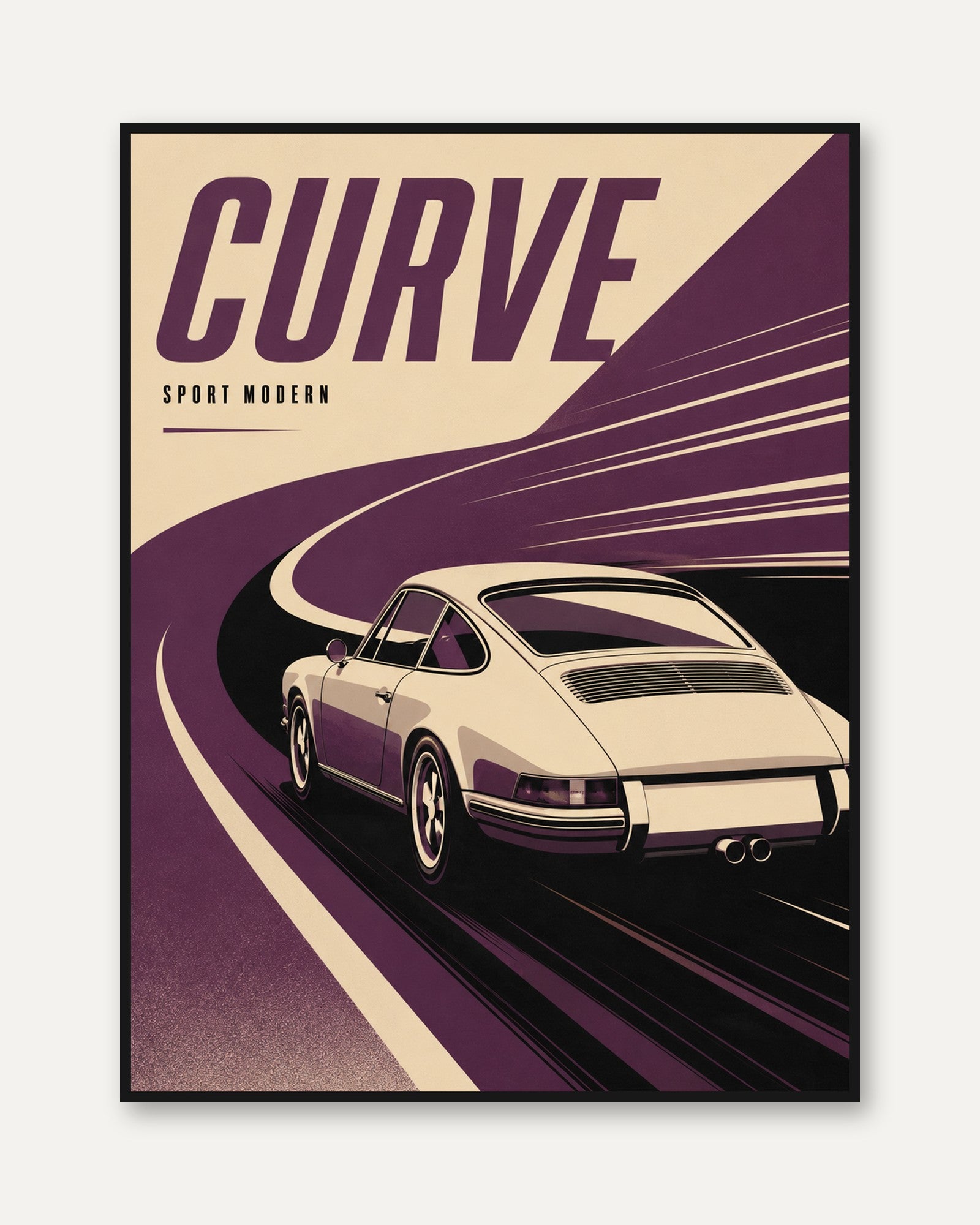 Classic Porsche Poster: Mid-Century Modern Style (A4 and Larger) - framed