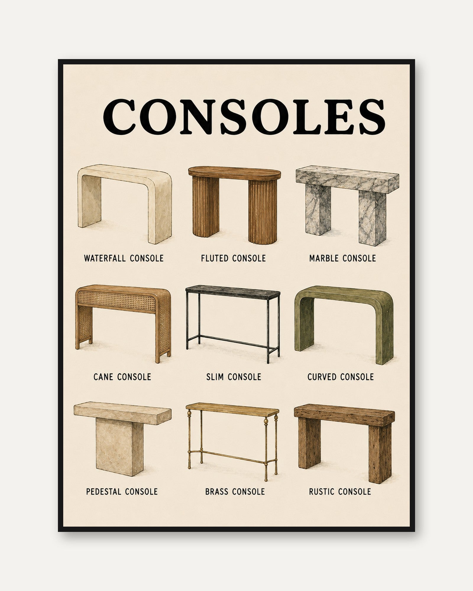 Console Table Wall Art - framed