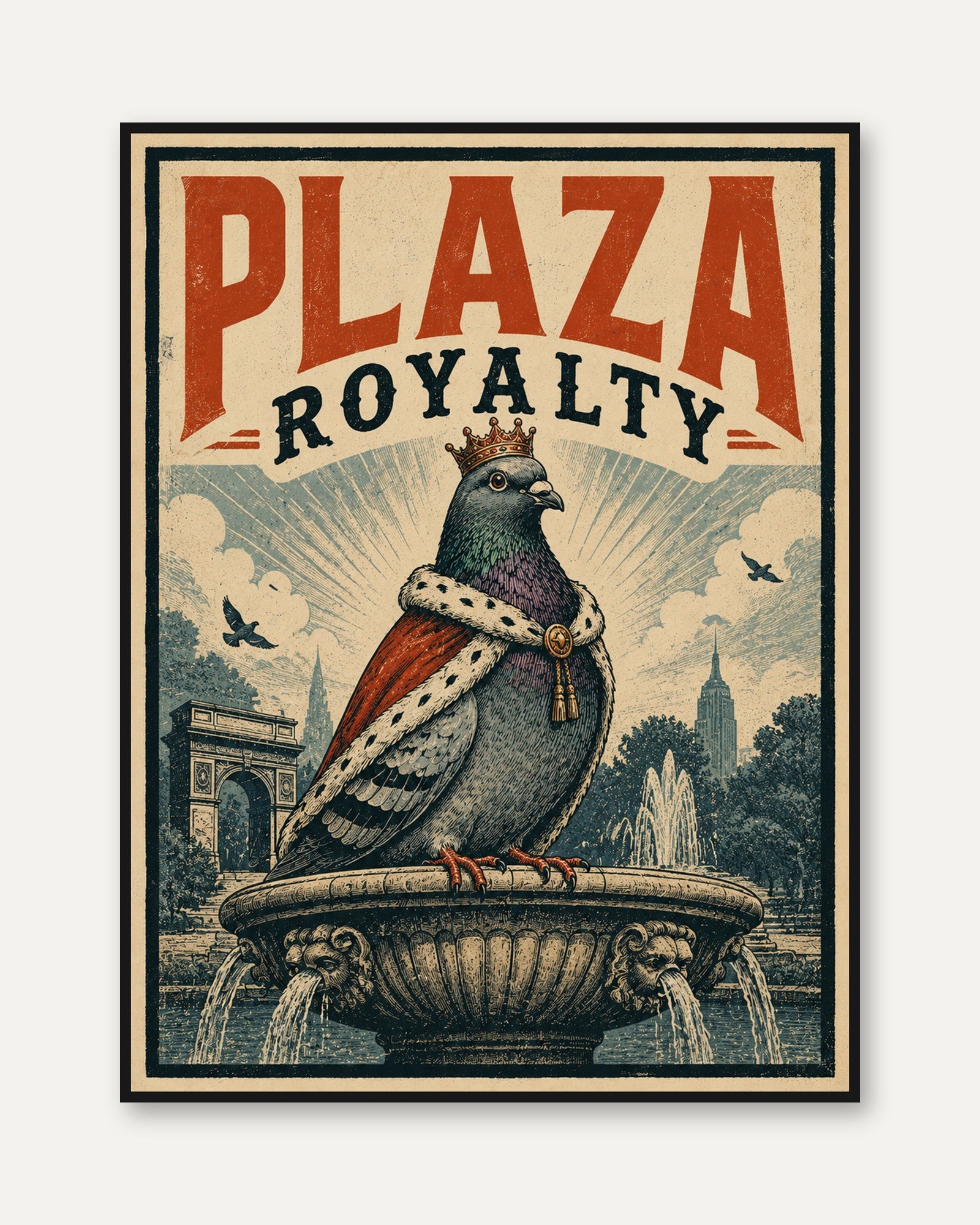 Pigeon Poster: Vintage Royalty Art - framed
