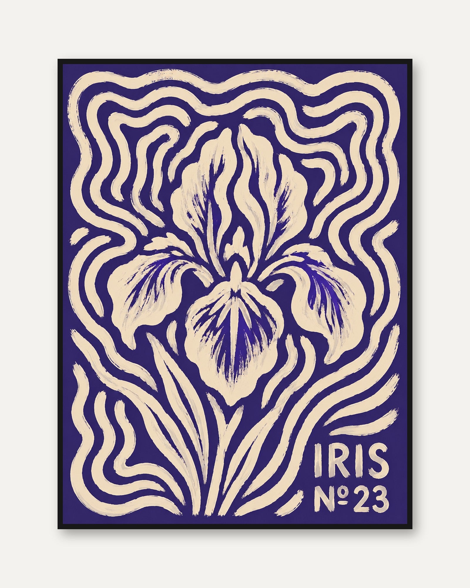 Iris Botanical Print – Art Nouveau Flower Poster - framed